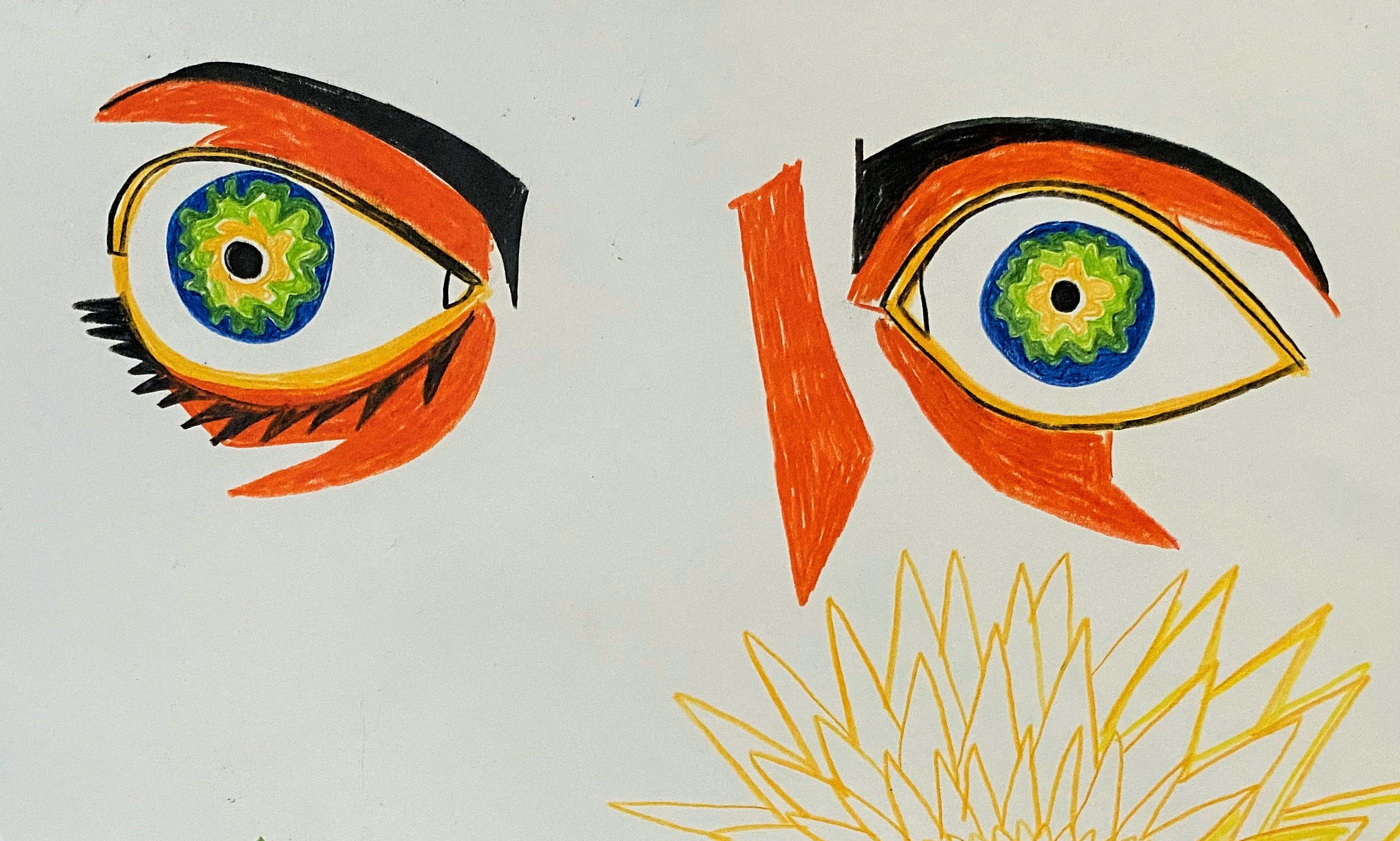 Island für Umberto, 10. bis 21. Jahrhundert, Zeichnung, Sonne, Meer, Gelb, Orange, Blau (Zeitgenössisch), Art, von Alexandru Rădvan