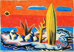 Isola per Umberto 12 - XXI secolo, Disegno, Isola, Estate, Mare, Arancione, Blu