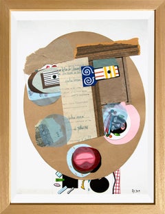 The Amateur - Contemporary, Collage, Figurative, Funny Character, Brown, Pink
