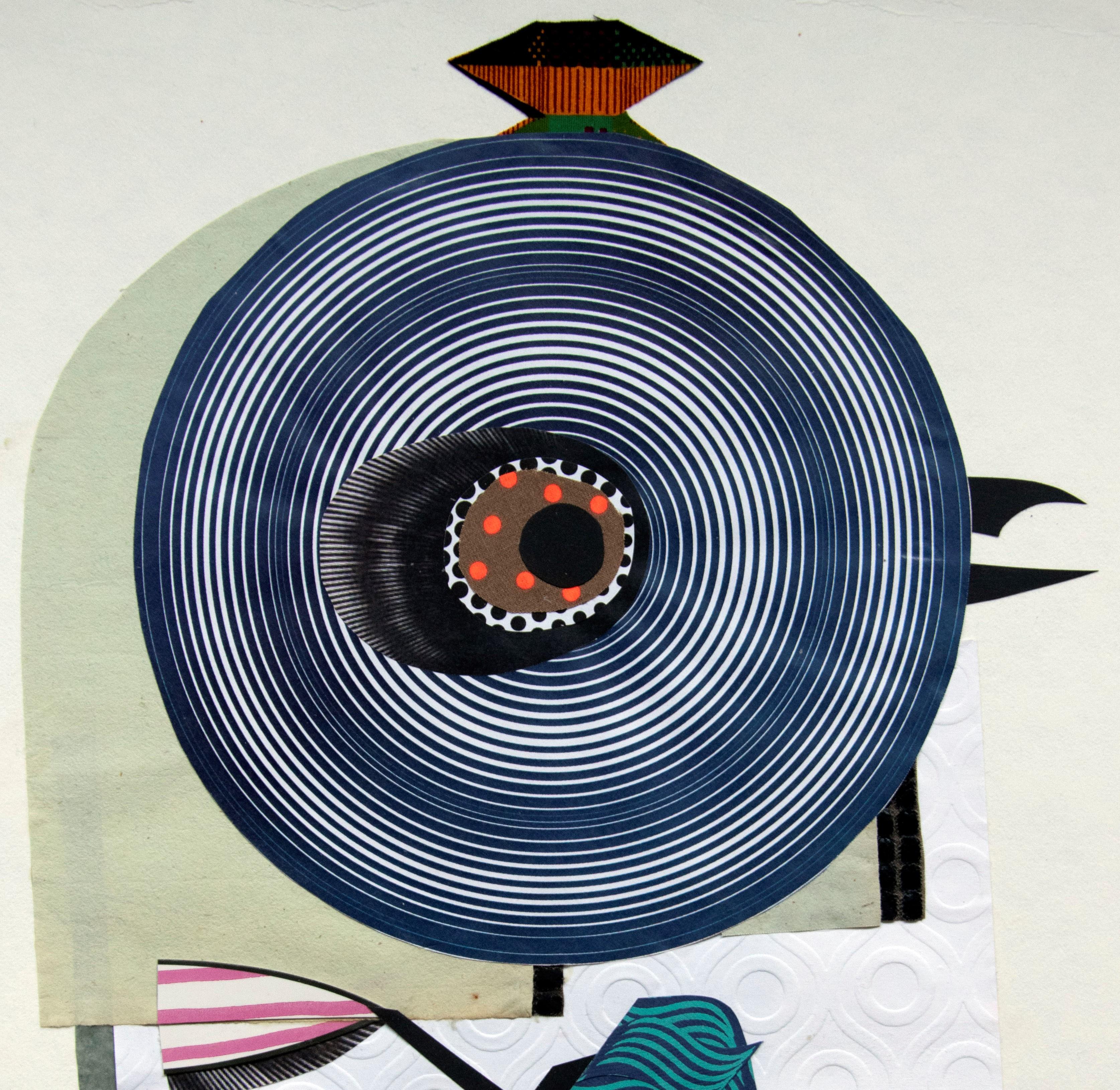 The Maid - Contemporary, Blau, Grün, Weiß, 21. Jahrhundert, Collage, Lustig (Grau), Abstract Drawing, von Raluca Arnăutu