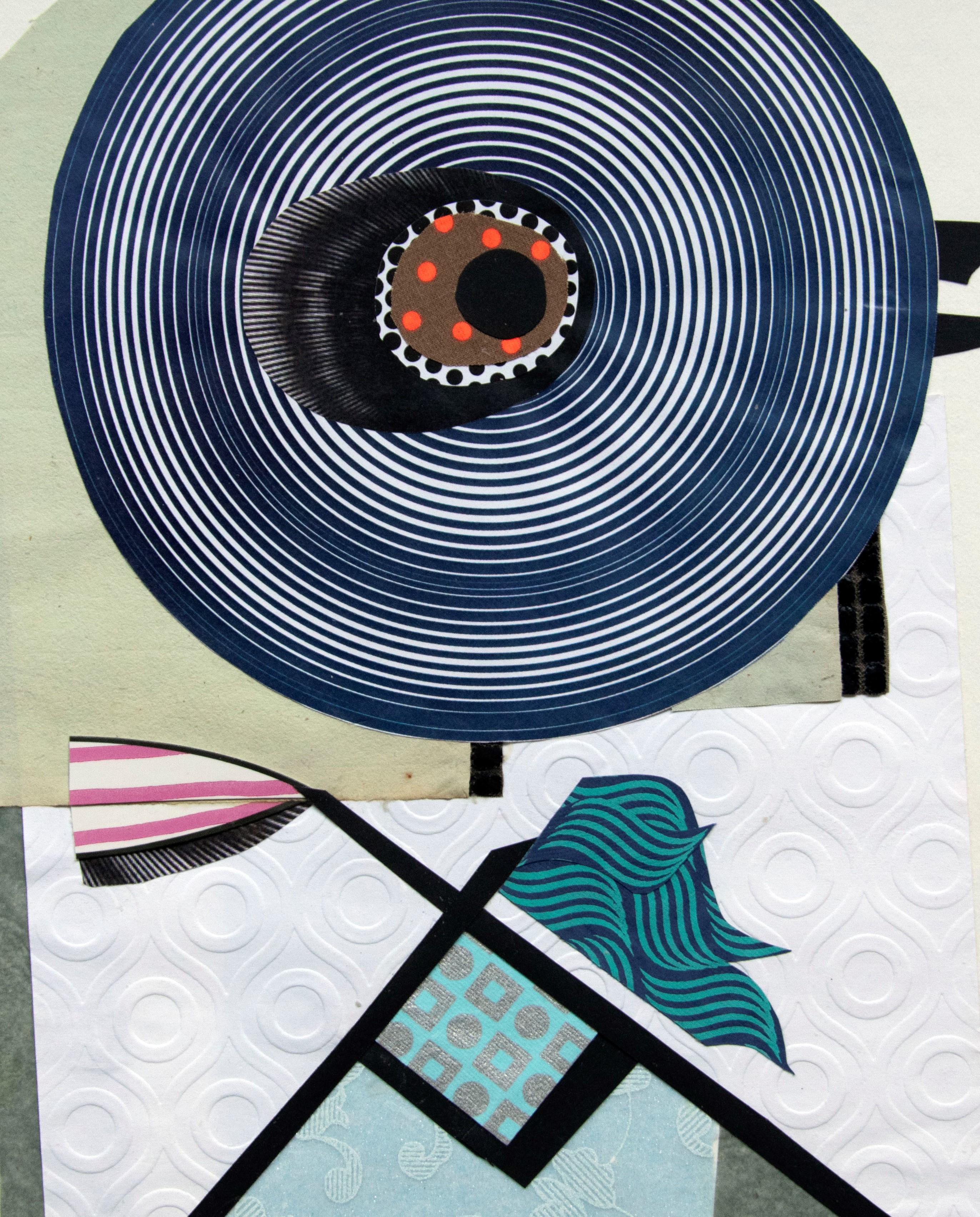 The Maid - Contemporary, Blau, Grün, Weiß, 21. Jahrhundert, Collage, Lustig im Angebot 1