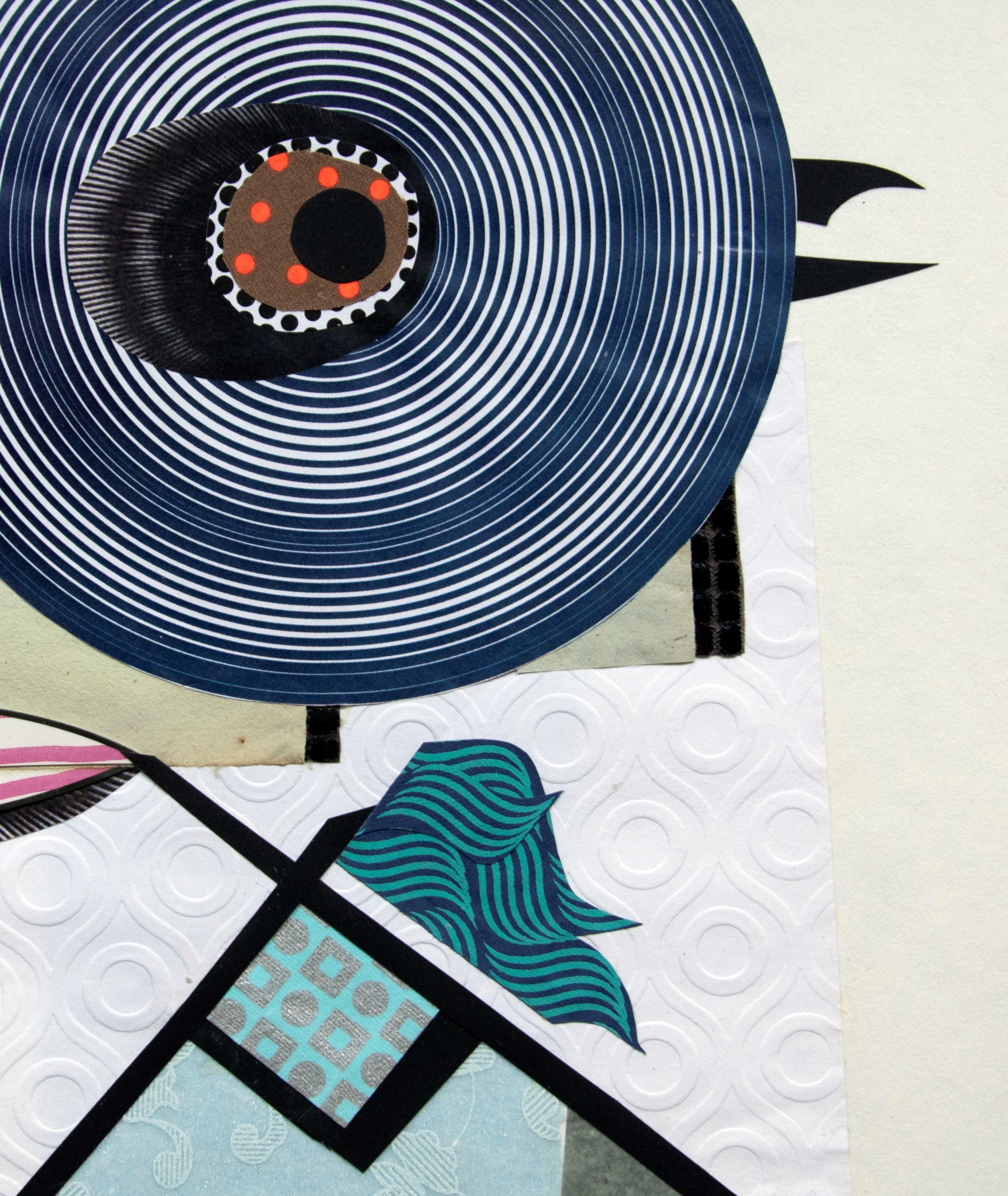 The Maid - Contemporary, Blau, Grün, Weiß, 21. Jahrhundert, Collage, Lustig im Angebot 2
