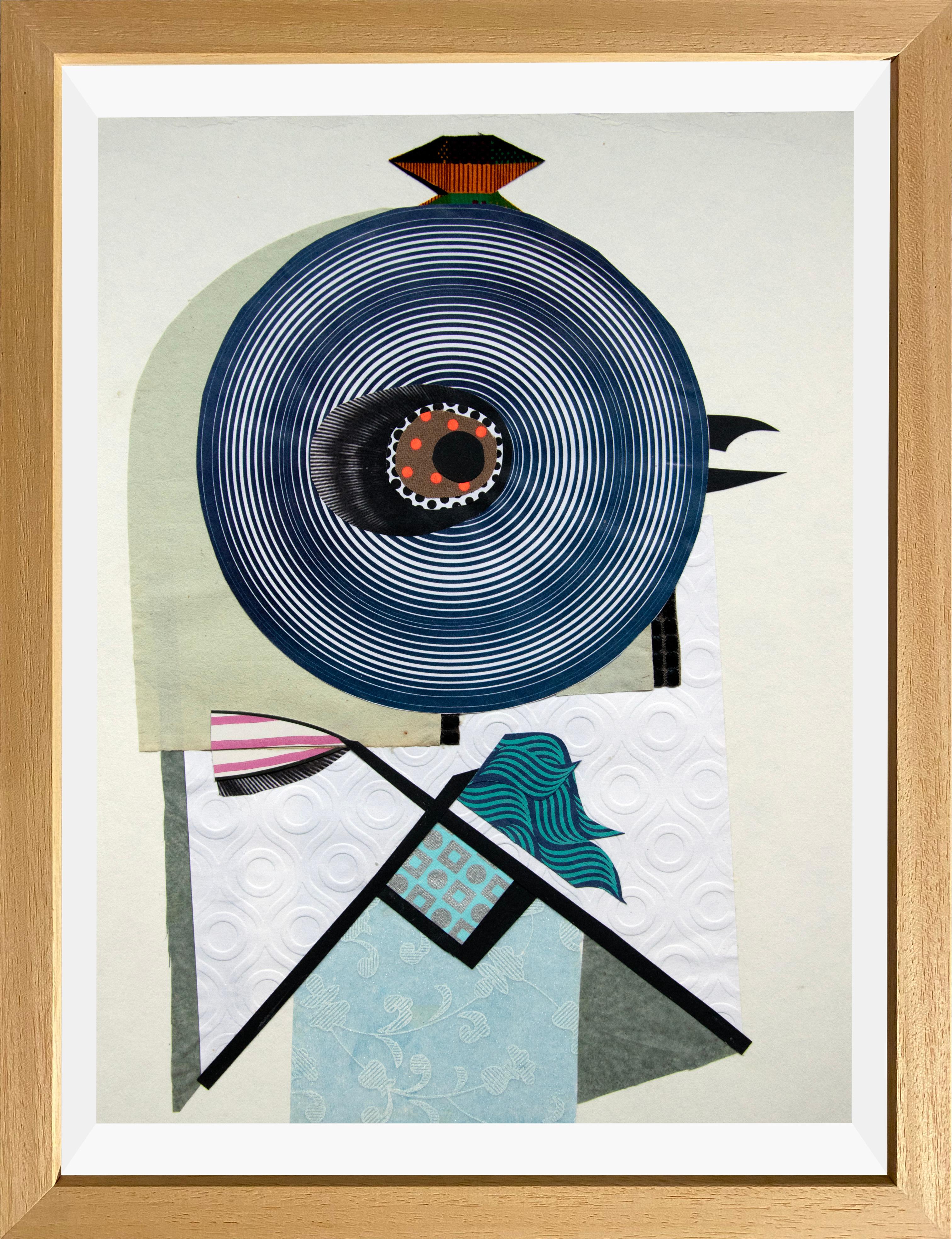 The Maid - Contemporary, Blau, Grün, Weiß, 21. Jahrhundert, Collage, Lustig – Art von Raluca Arnăutu