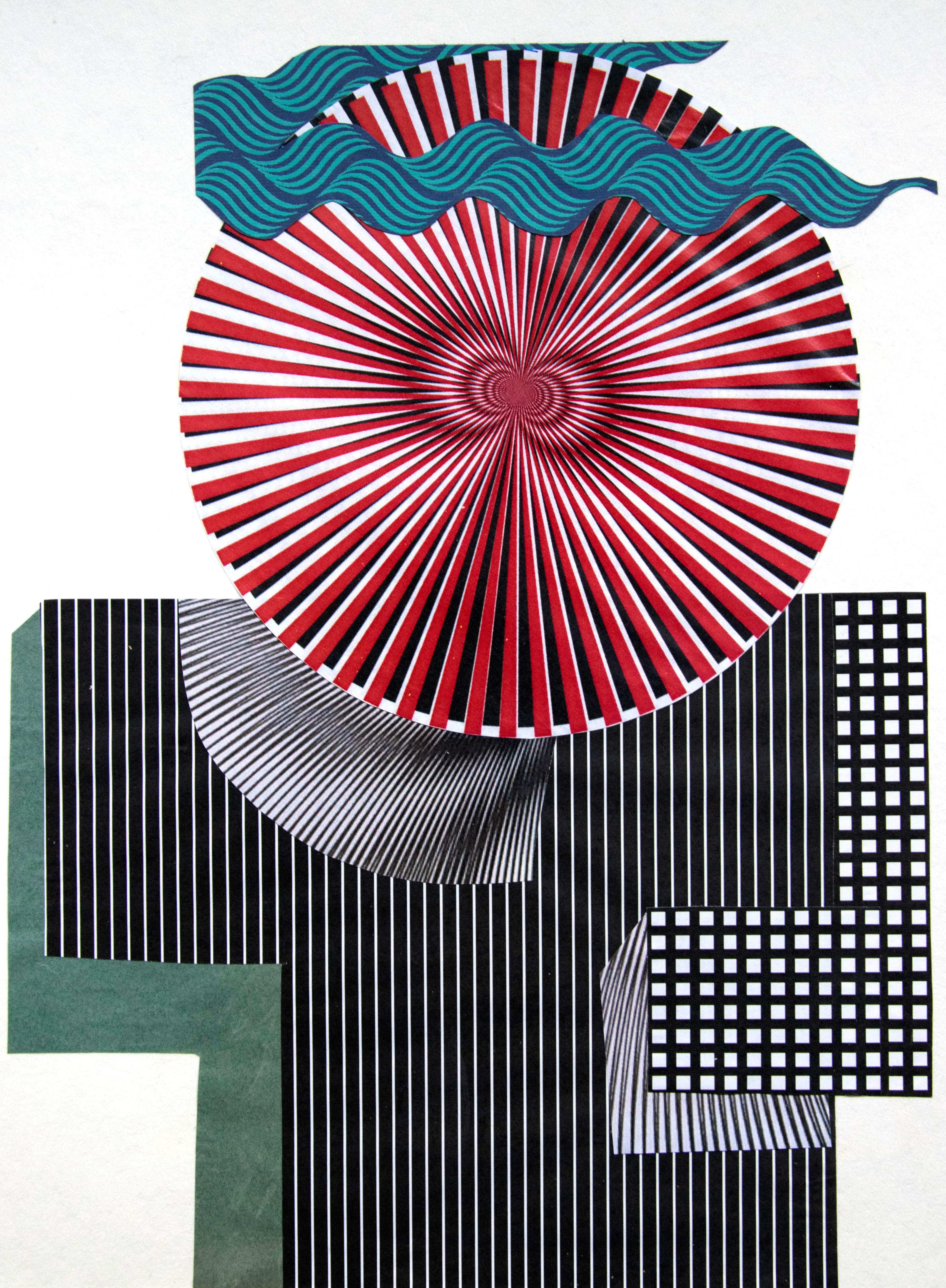 The One Who Sold His Mind - 21. Jahrhundert, Rot, Schwarz, Grün, Collage – Art von Raluca Arnăutu