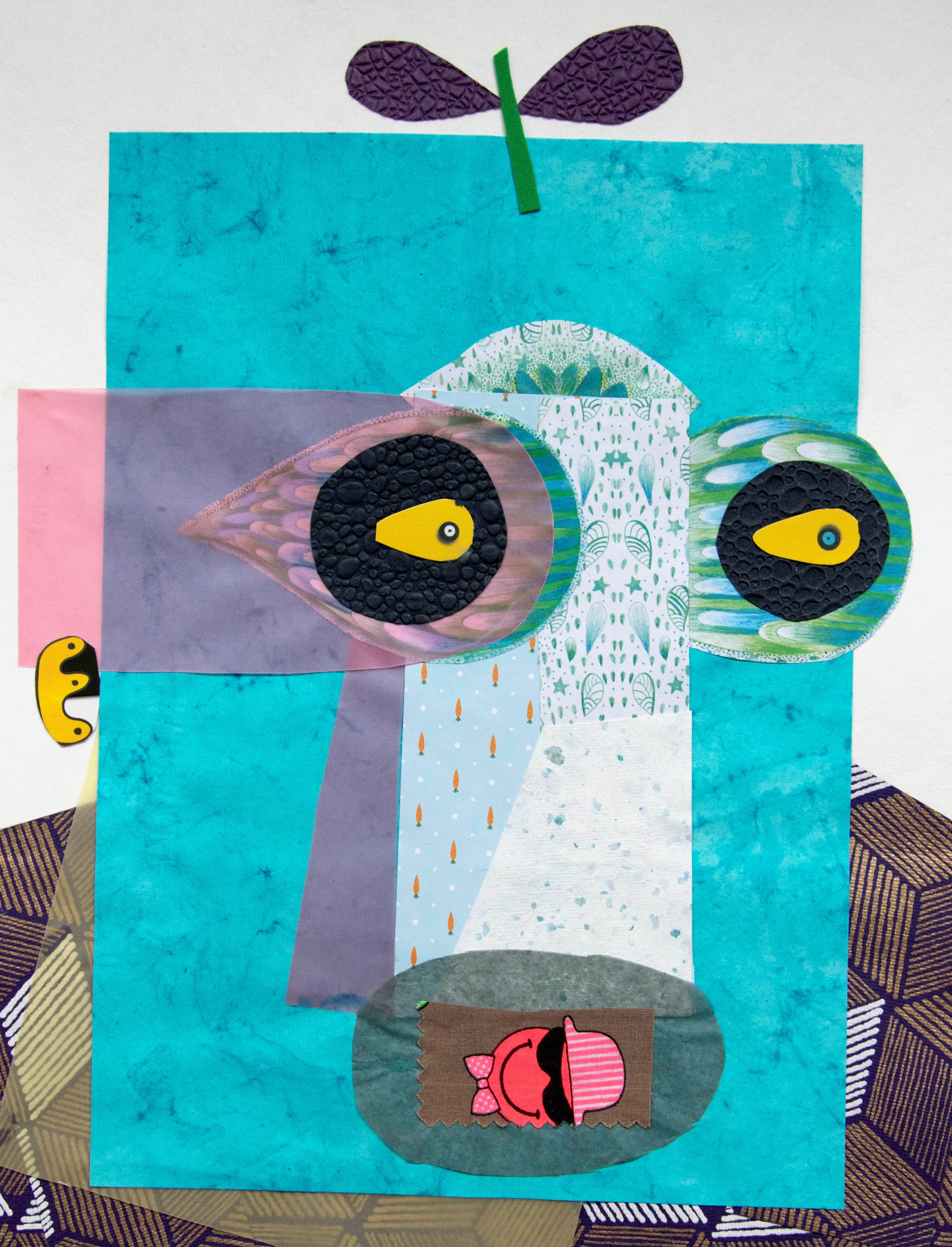 The Poker Player - Contemporary, Blue, Pink, 21st Century, Funny - Art de Raluca Arnăutu