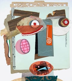 The Registrar - Contemporary Art, Collage on Paper, Funny, Green