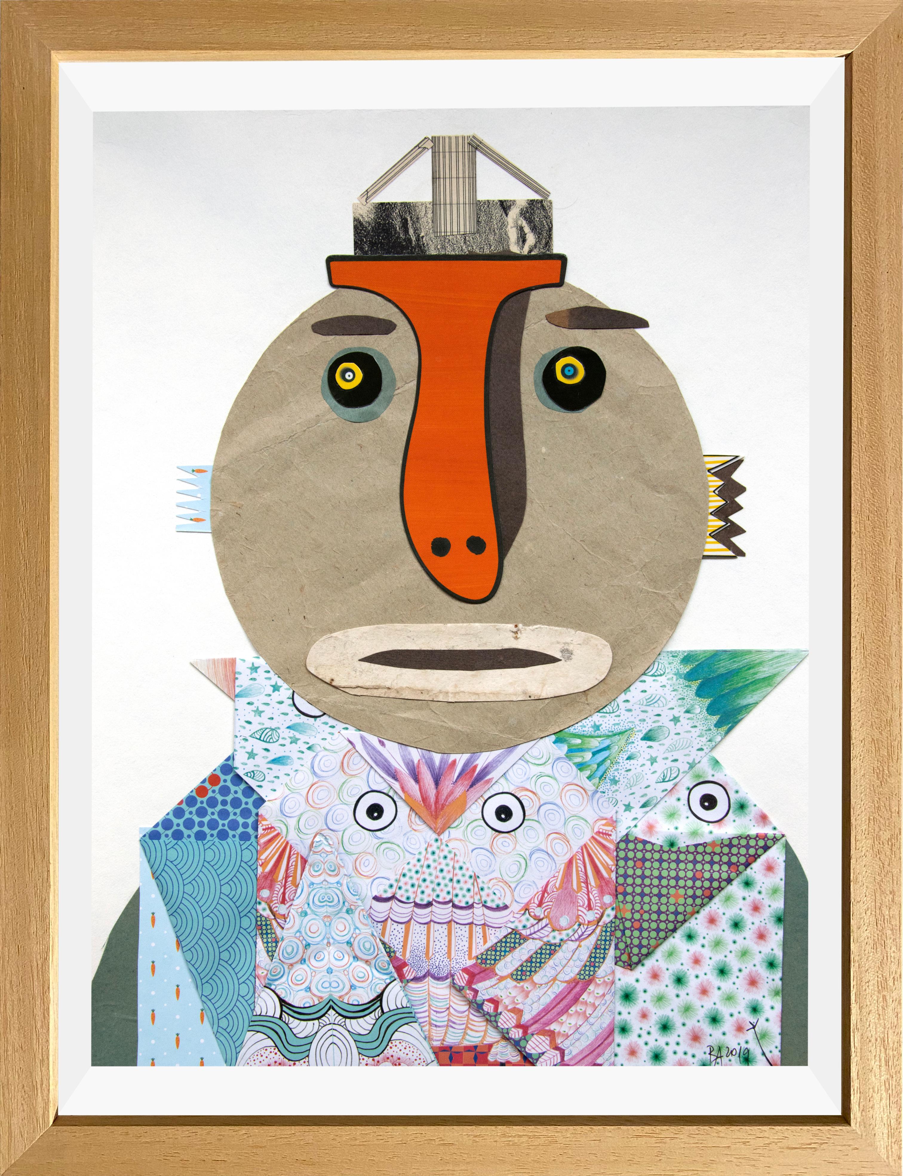 El Vendedor de Origami - Arte Contemporáneo, Collage, Naranja, Divertido, Siglo XXI en venta 4