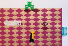 The Cubist - Contemporary Art, Collage, Green, Bordeaux, Funny, 21st Century