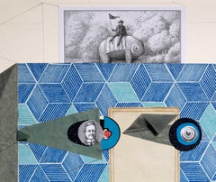 The Man Who Sees Everything - Contemporary Art, Blue, 21st Century