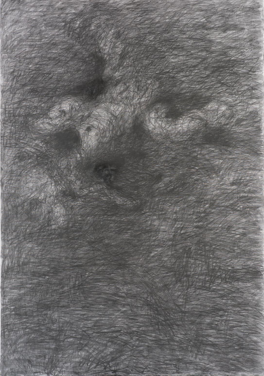 Zsolt Berszán Abstract Drawing – Ohne Titel 02 - Zeitgenössische Kunst, Abstrakt, Zeichnung auf Leinwand, Grau, Monochrom