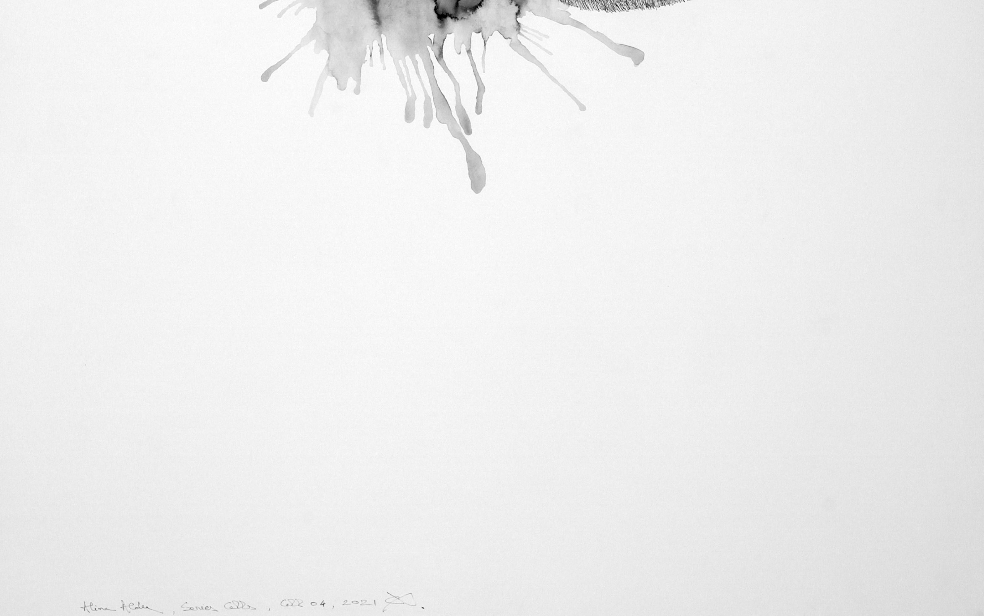 Cell 04 - Zeitgenössische Kunst, Zeichnung, Weiß, Grau, Minimalistisch, Organisch im Angebot 2