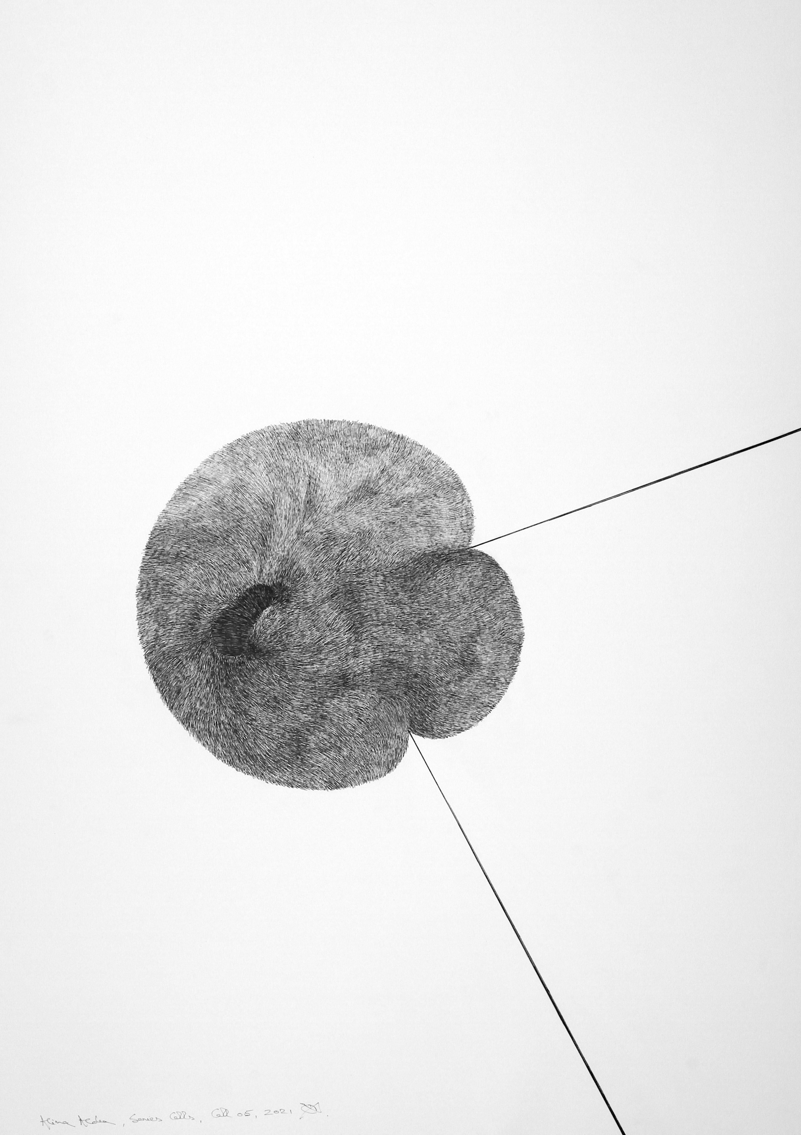 Cell 05 - Contemporary, Drawing, White, Black, Organic, Minimalist, 21st Century - Art by Alina Aldea