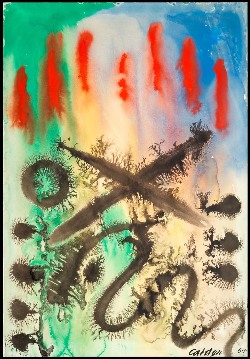 Coucher de soleil sous-marin - Abstrait Mixed Media Art par Alexander Calder