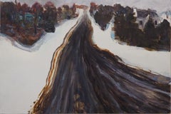 "Road Out of Town" (Road Out of Town) - Peinture de paysage contemporain de style impressionniste