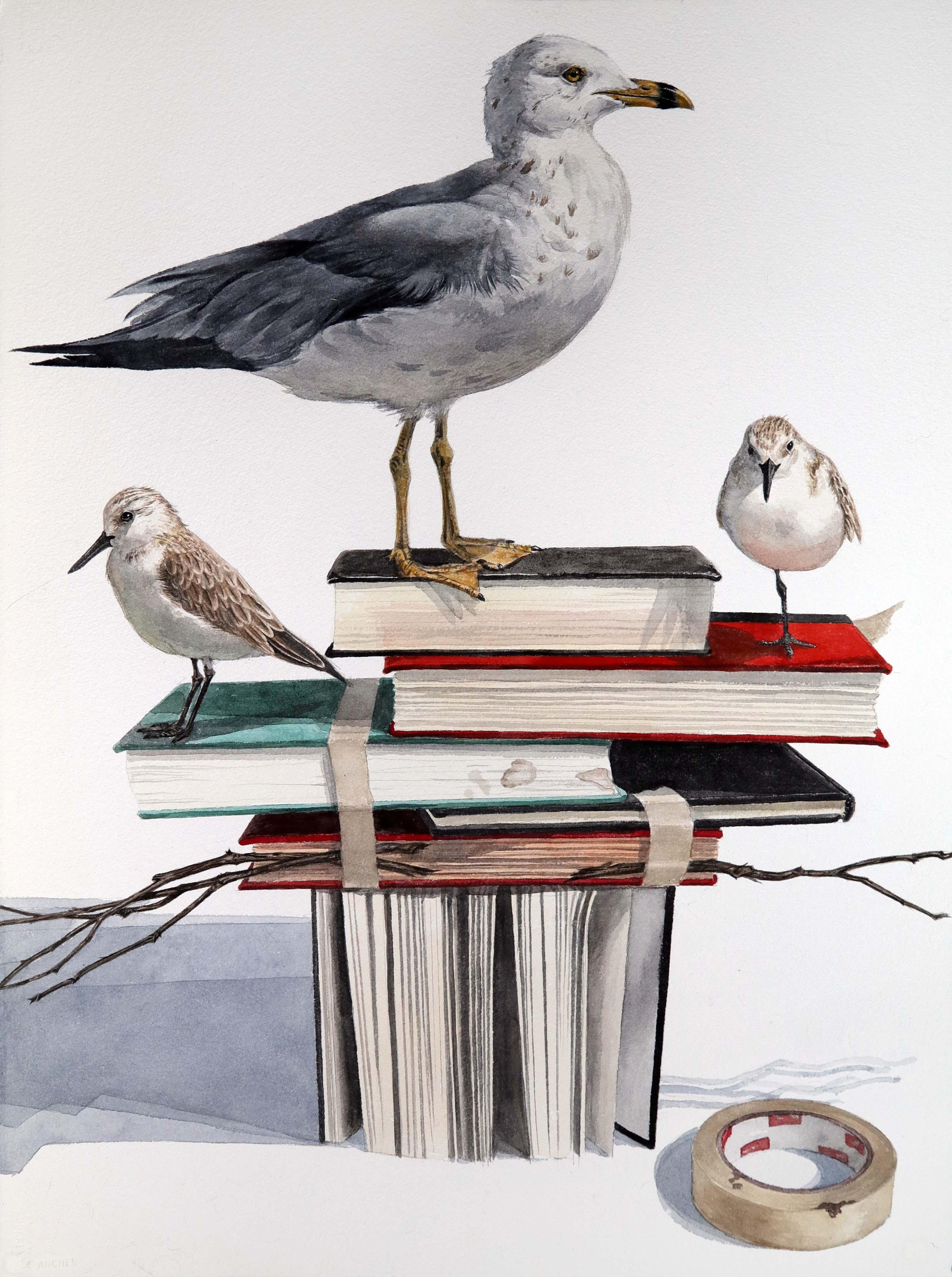 Thomas Broadbent Animal Art – ""Shore House"" Aquarell auf Papier, 30 Zoll x 22 Zoll, rückseitig signiert