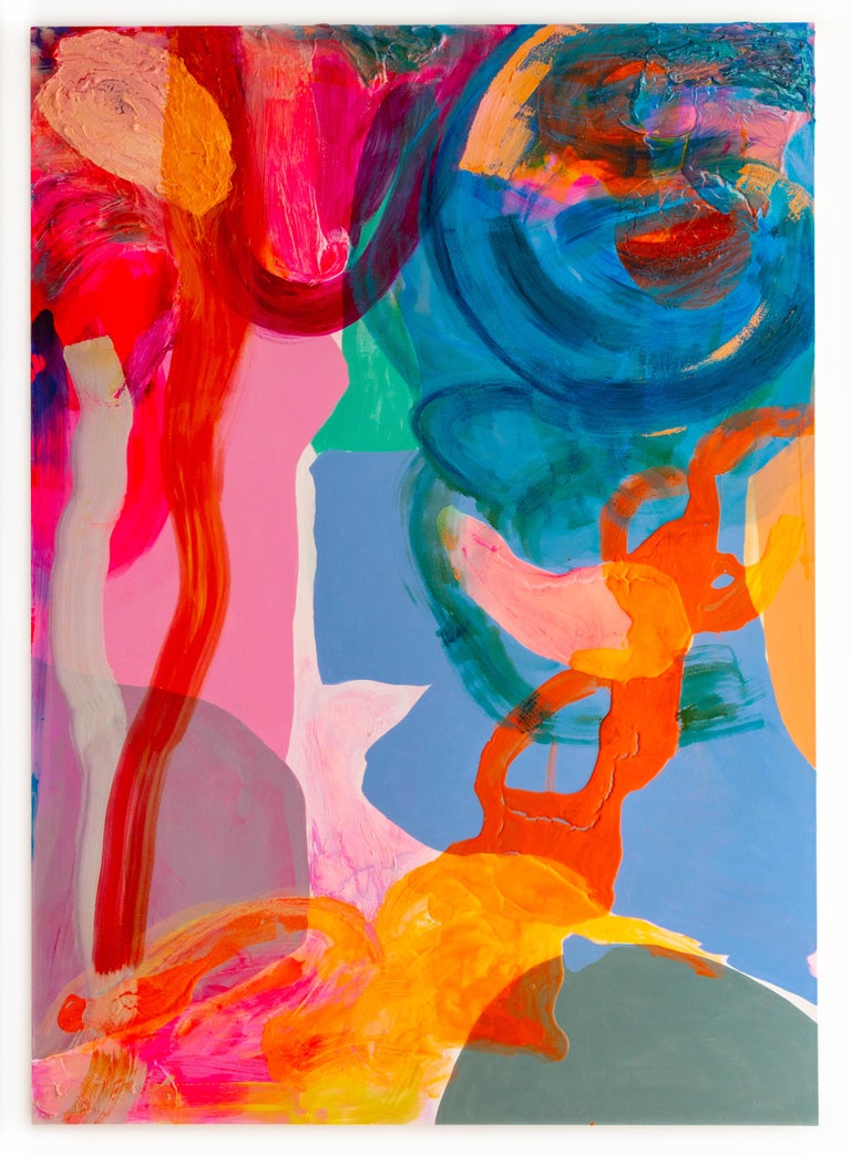 Debra Drexler Orange Meander Large Scale Abstract Painting For