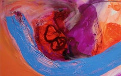 Gestural Abstract Large Scale Painting, Vibrant Contemporary "Sapphire Bridge"