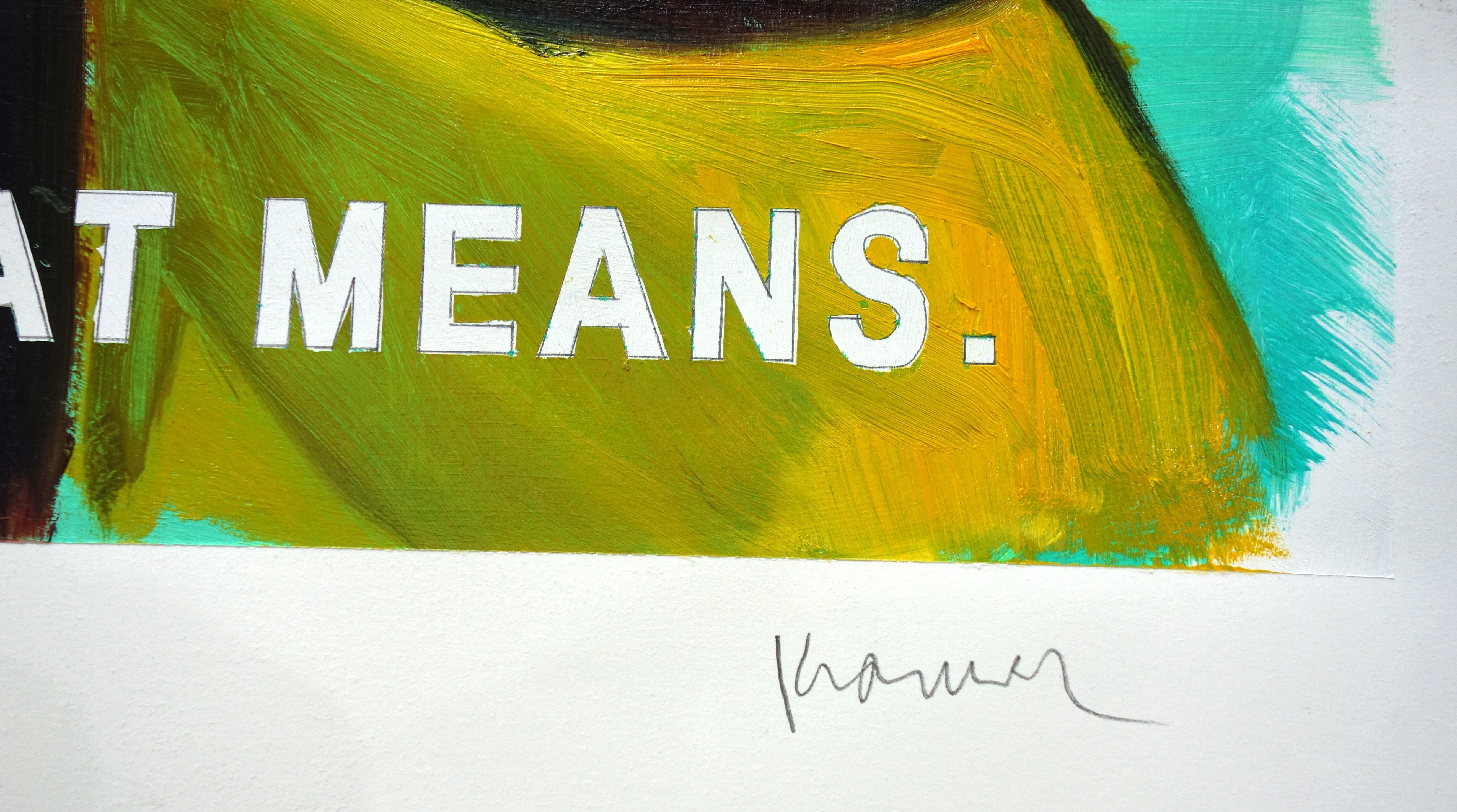 „NeoRealismus (in der U-Bahn)“ konzeptionelle, textbasierte Arbeit auf Papier (Schwarz), Portrait Painting, von David Kramer