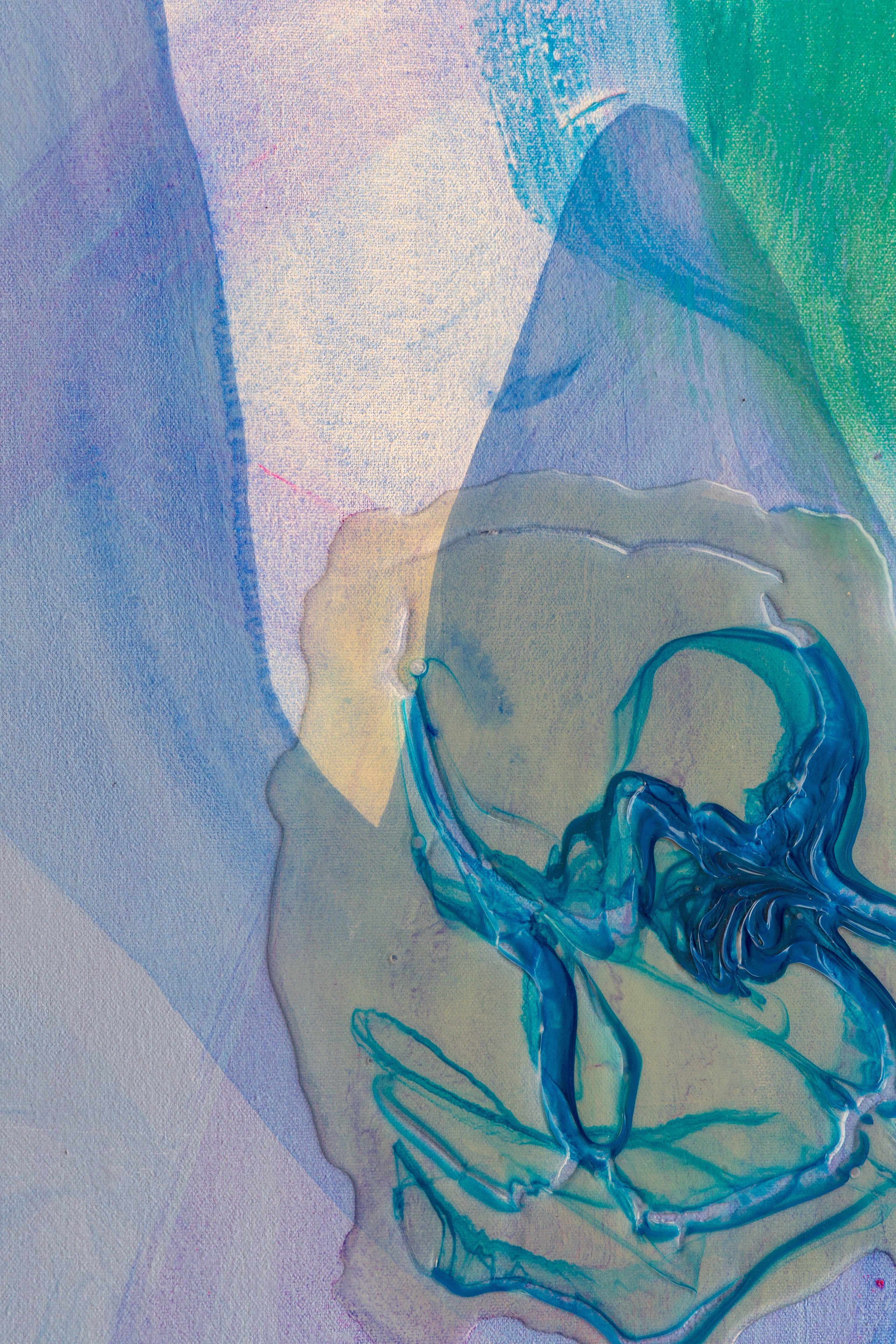 Zeitgenössisches abstraktes Gemälde „Azure Fade“ (Abstrakt), Painting, von Debra Drexler