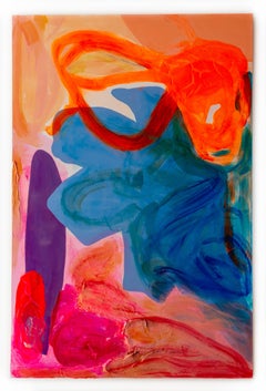 "Orange Wiggle" Contemporary Large Scale Abstract Painting