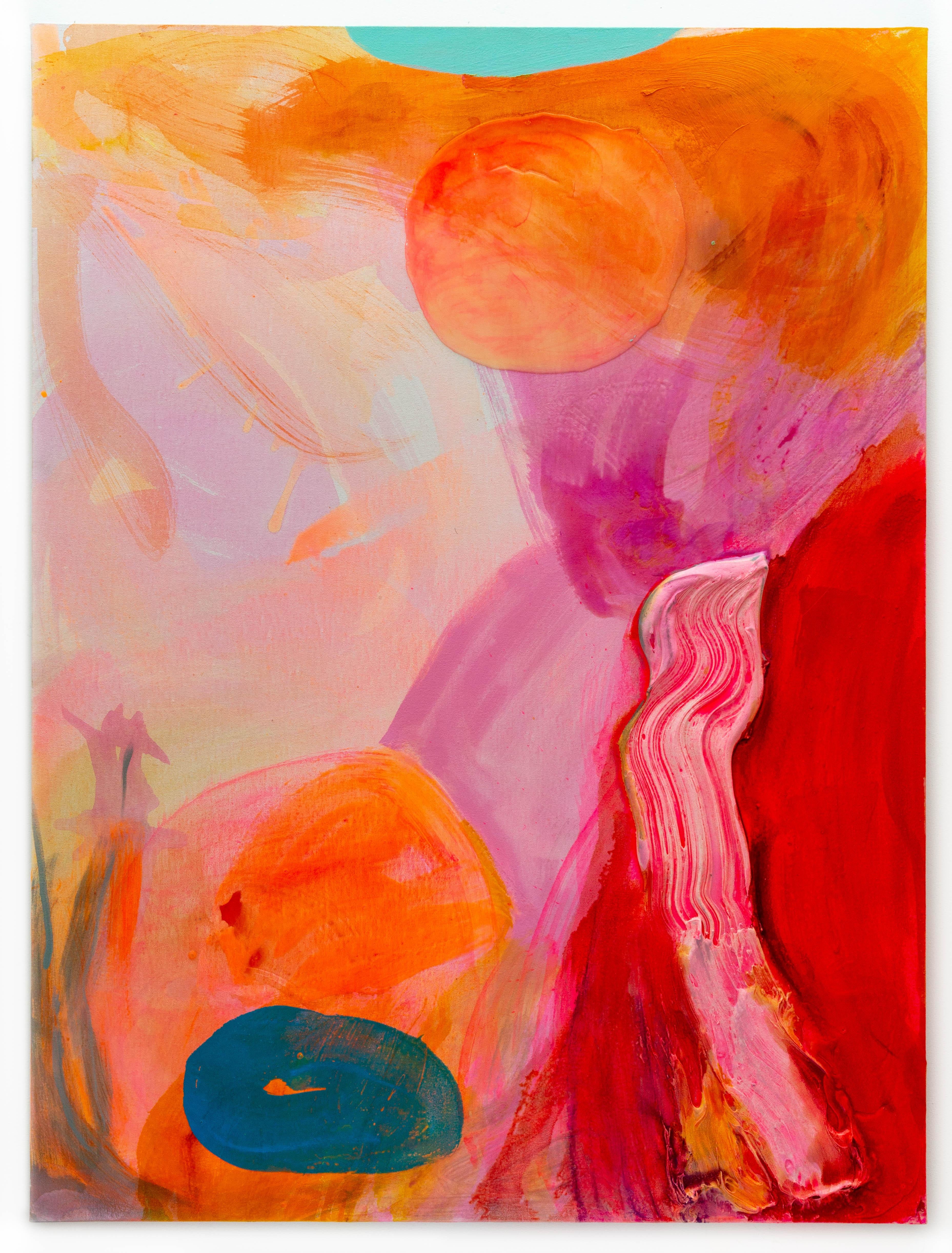 "Orange Pool" Contemporary Abstract Painting - Art by Debra Drexler