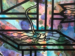 "Ingresso" inchiostro e acquerello su carta pittura astratta e figurativa