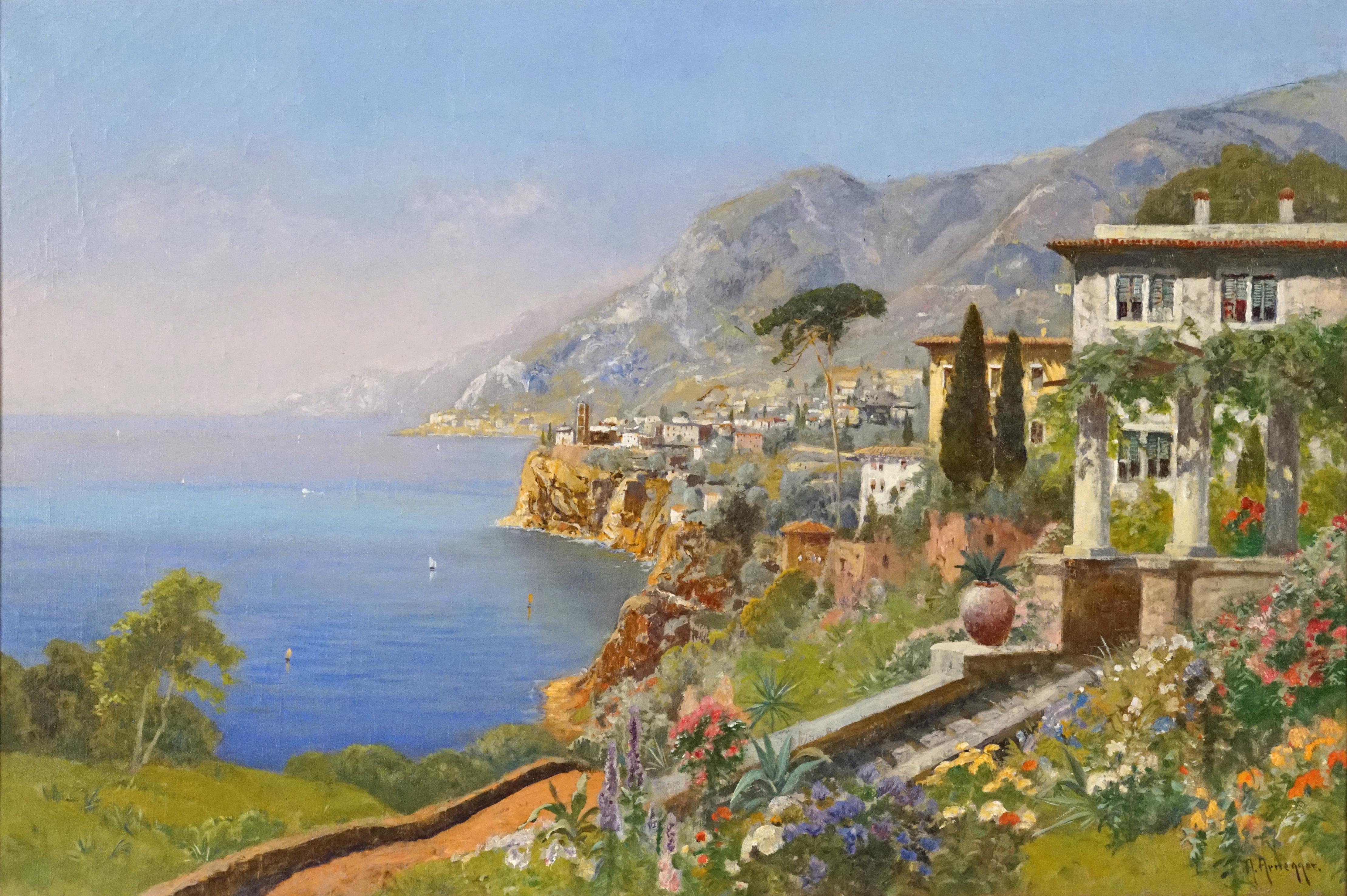 Alois Arnegger Landscape Painting - Italian Villa on the Amalfi Coast