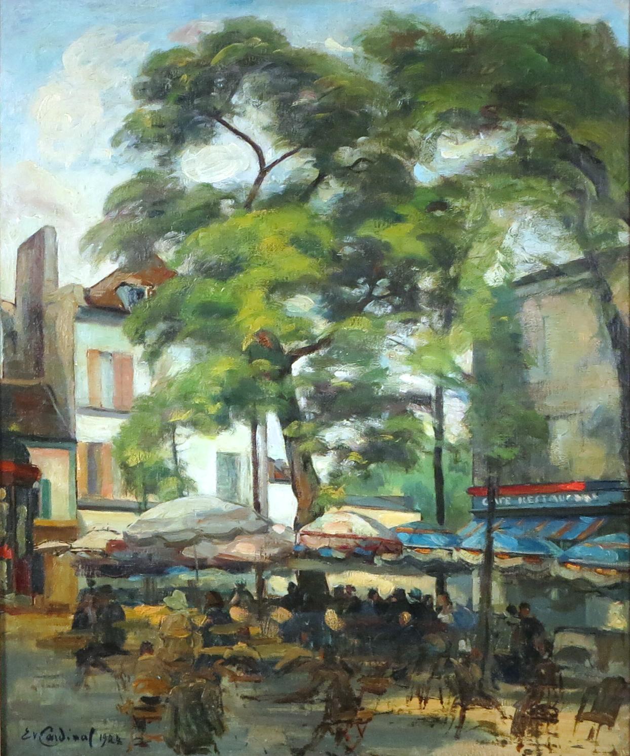 Émile Valentin Cardinal  Landscape Painting - Aux Cafe