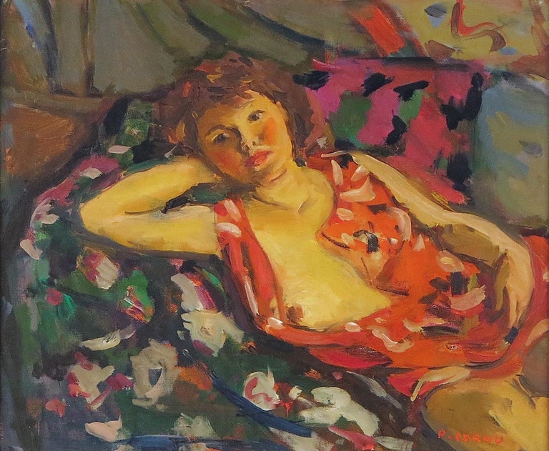 Pierre Cornu Figurative Painting - Jeune Femme Alonge