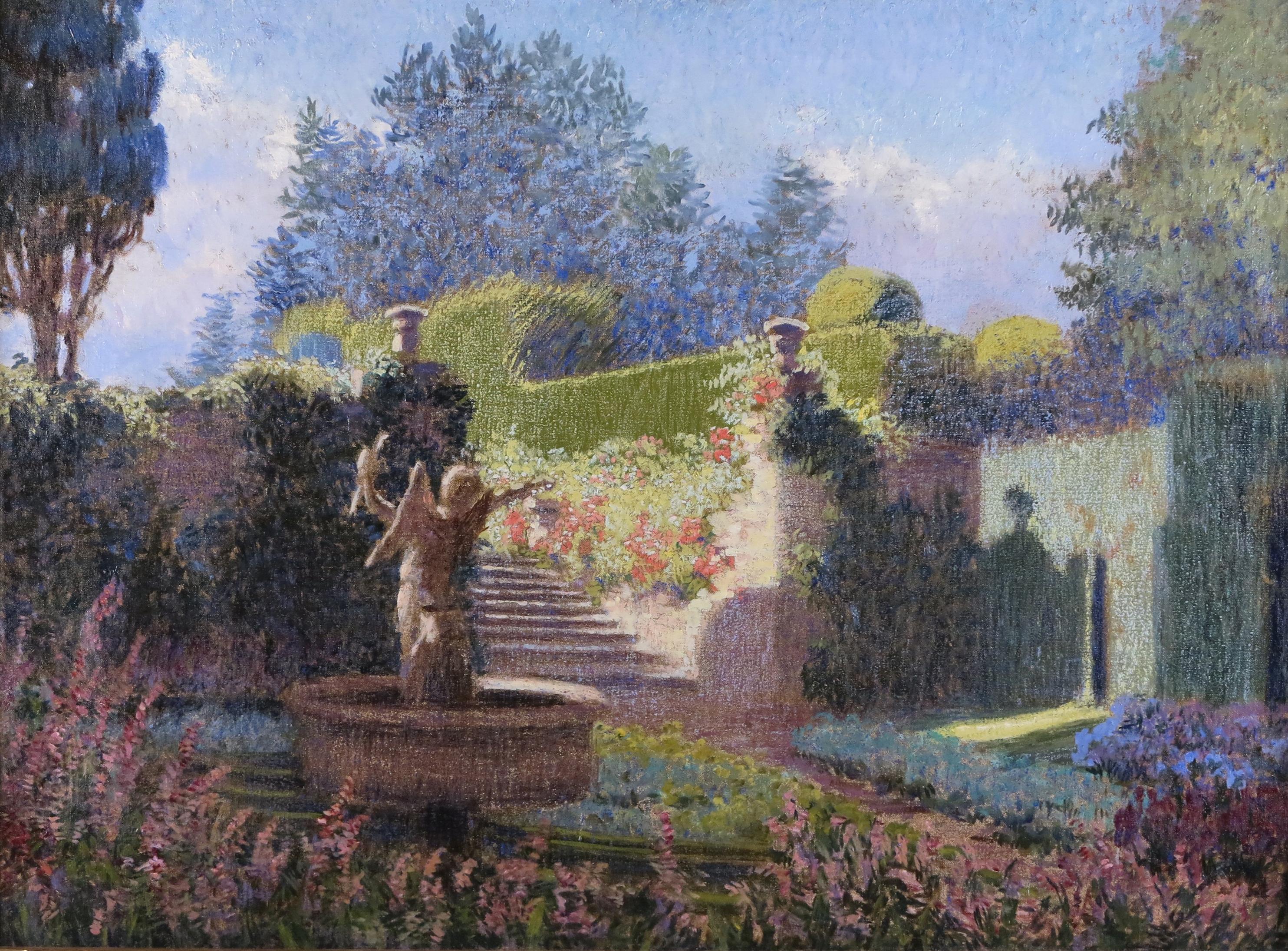 Mary Helen Carlisle Landscape Painting – Killarney House Garden, Evening
