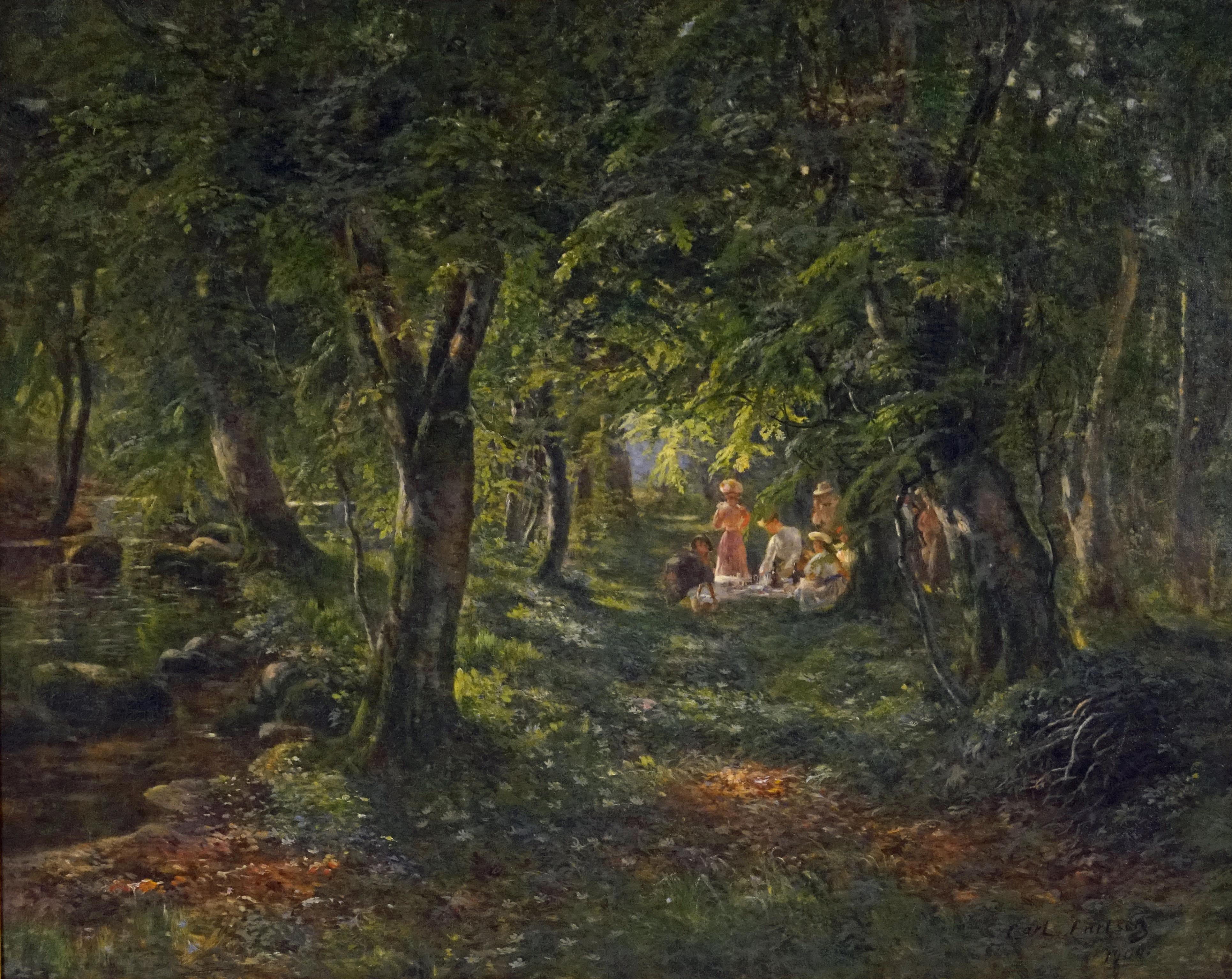 Landscape Painting Carl Carlsen - Figures de la forêt