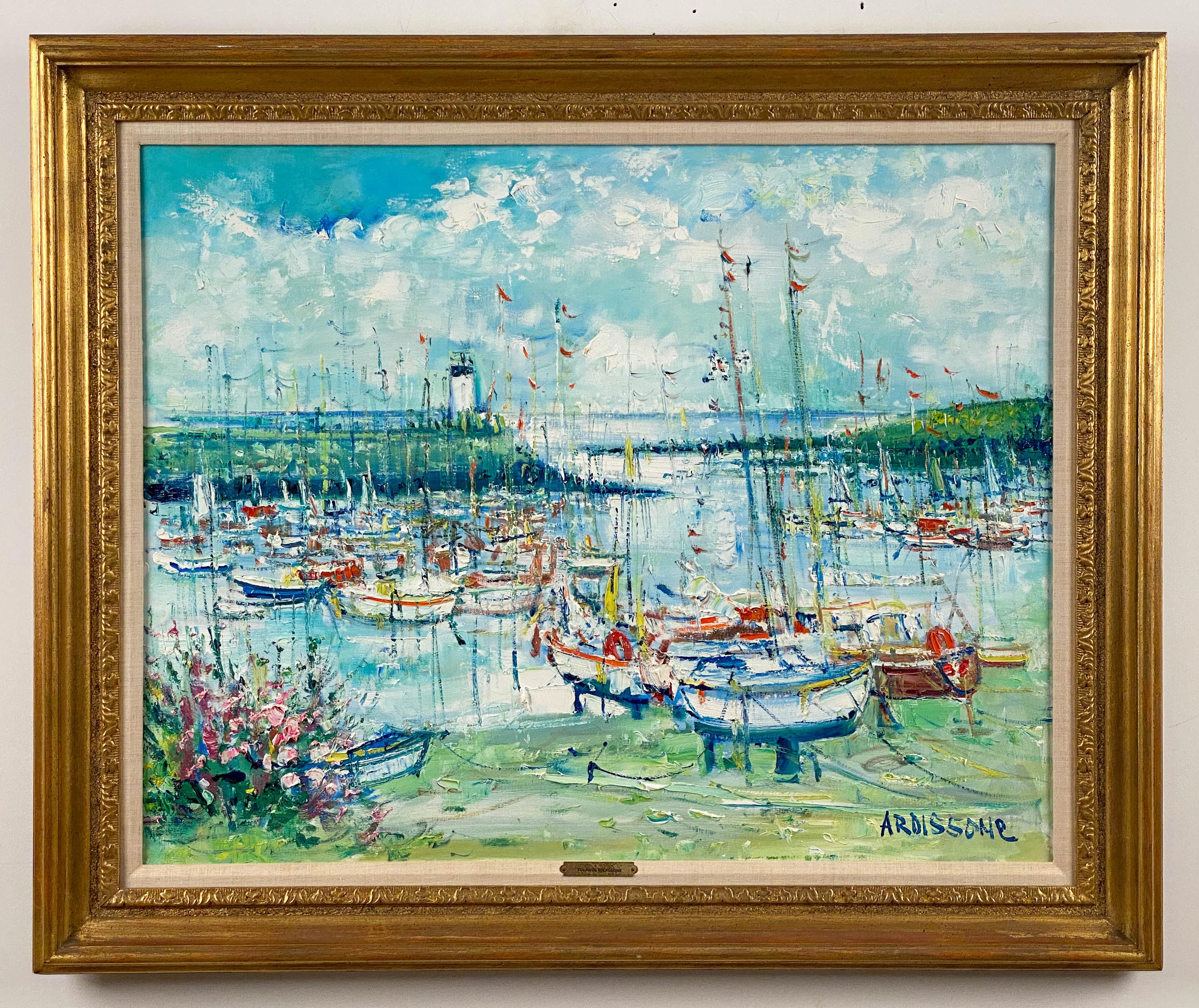 Yolande Ardissone  Landscape Painting - Boats in a Marina