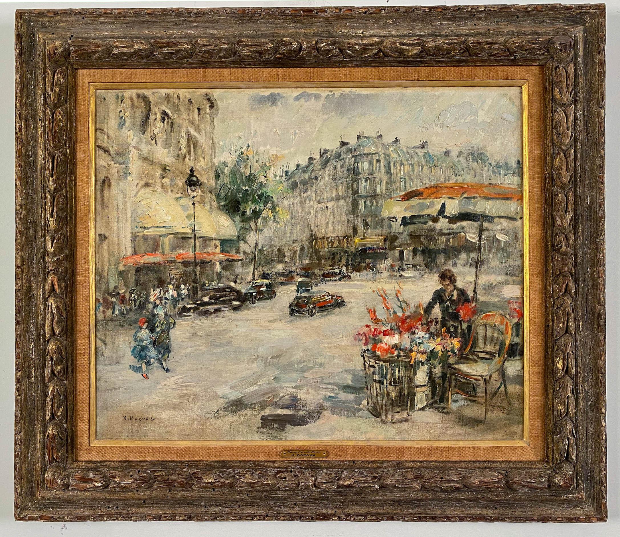 Cesar Villacres  Landscape Painting - Flower Seller, Paris