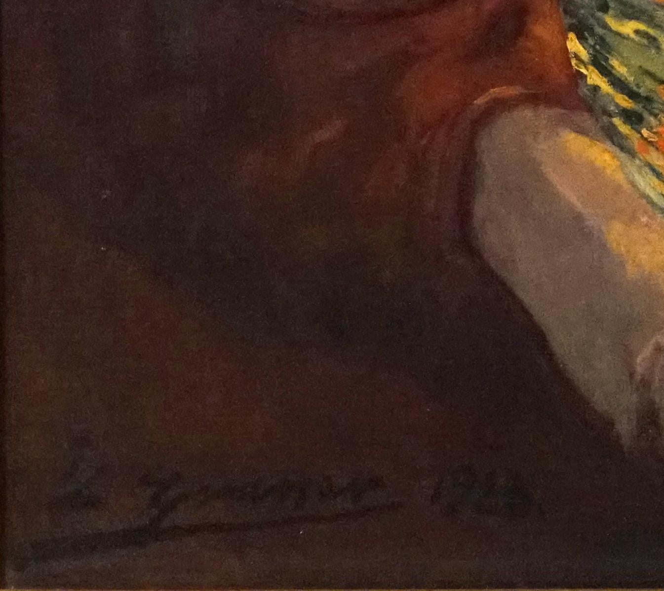 LOUIS GRANER Y ARRUFI 
(Spanier, 1863-1929)
Die Glut 1923

öl auf Leinwand
Signiert und datiert 23 unten links
In einem feinen geschnitzten Rahmen aus Giltwood
33 mal 25 ½ Zoll.  W/Rahmen 44 x 35 ½ Zoll.

Luis Graner y Arrufi wurde 1863 in Barcelona