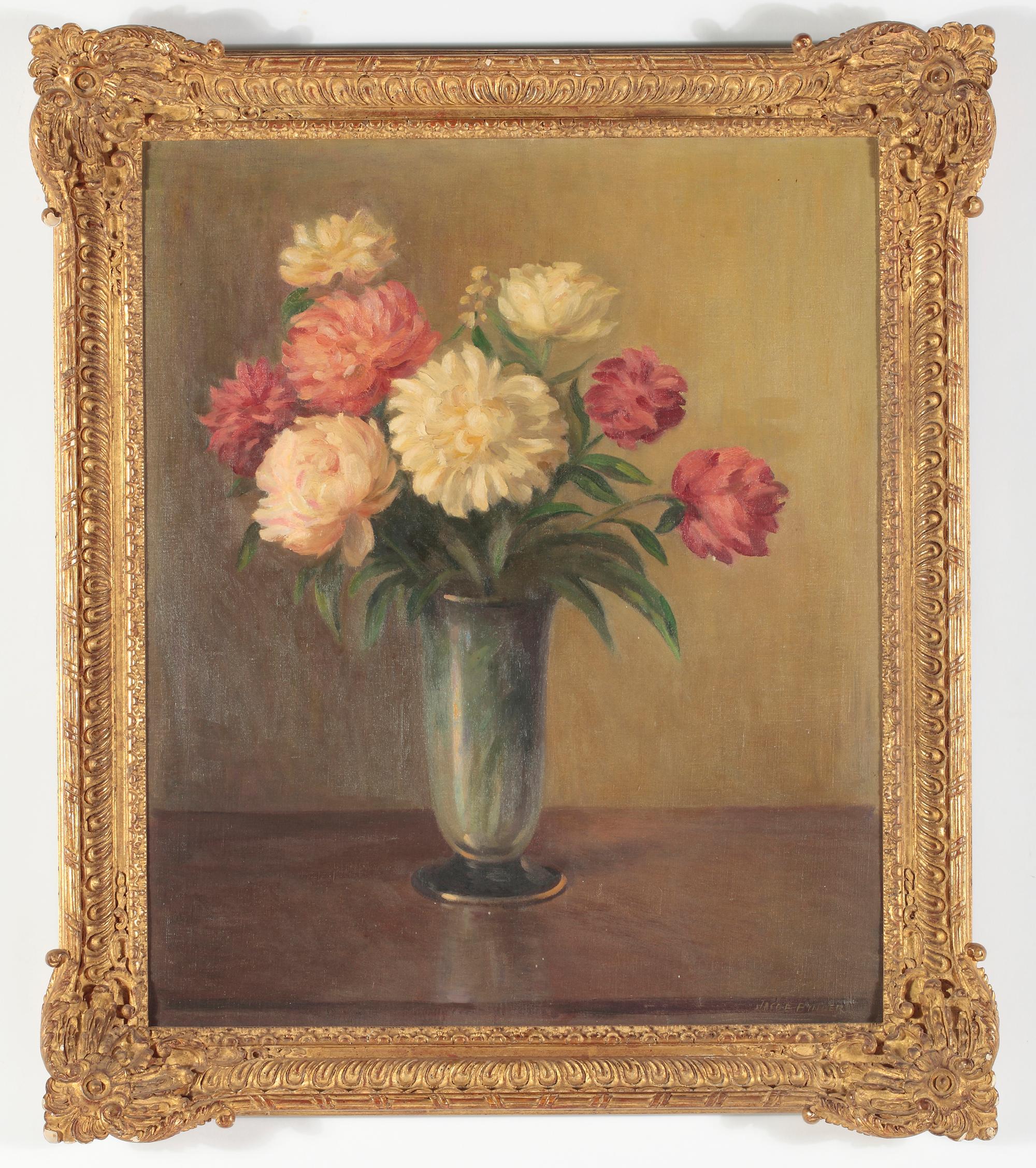 Stilleben Vase mit Blumen – Painting von Jacob Binder