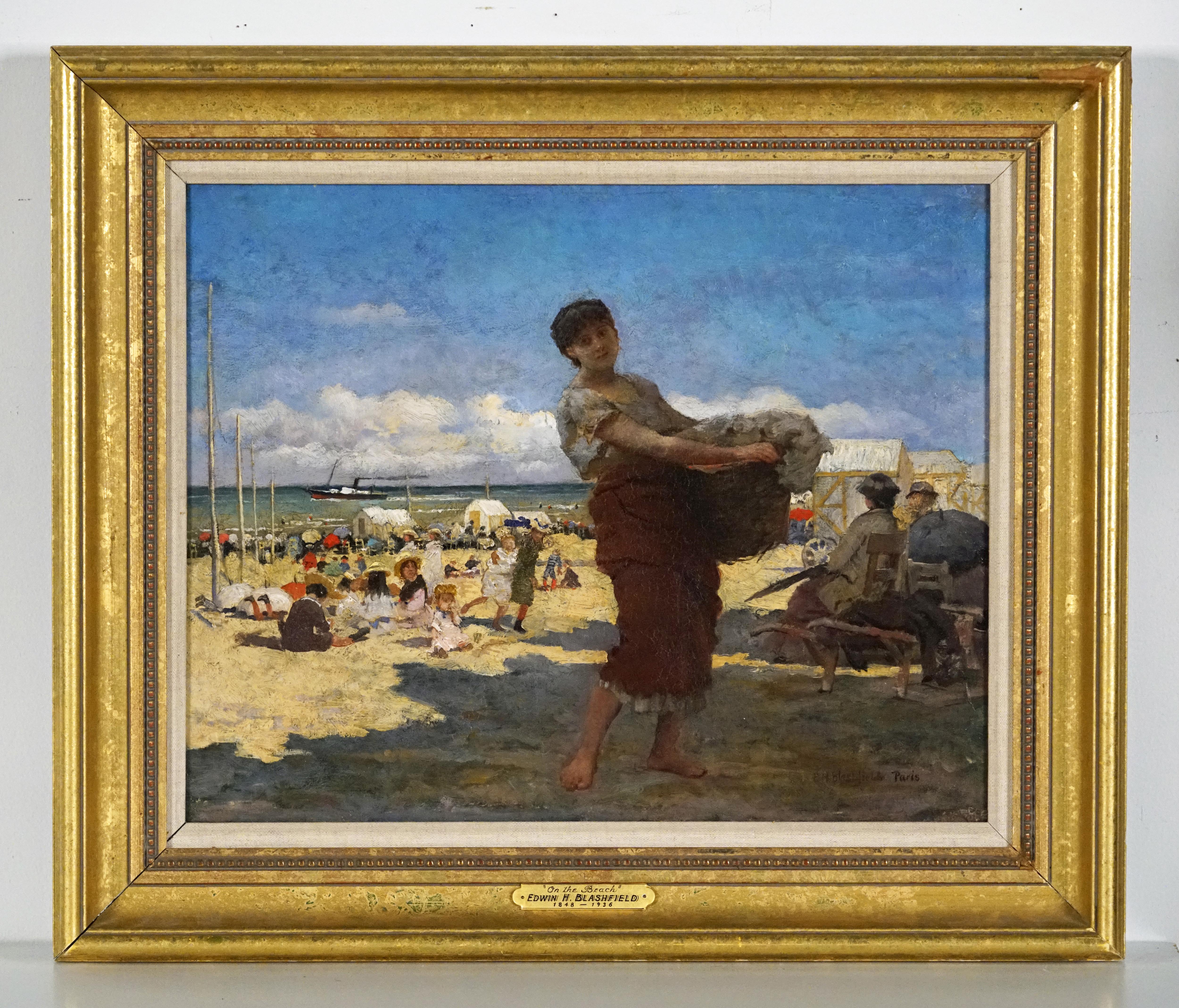 Plage a Trouville - Painting by Edwin H. Blashfield