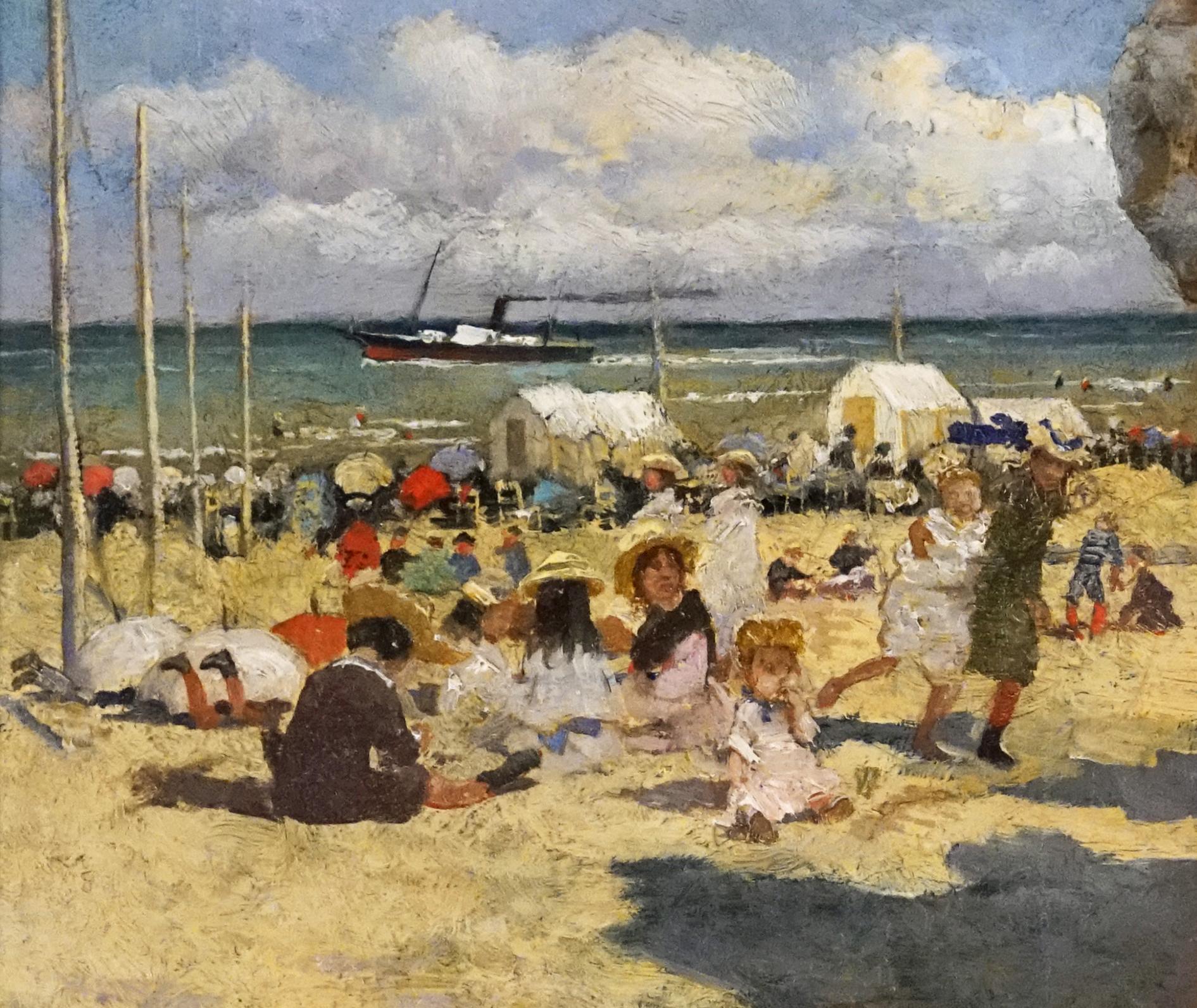 Plage a Trouville - American Impressionist Painting by Edwin H. Blashfield