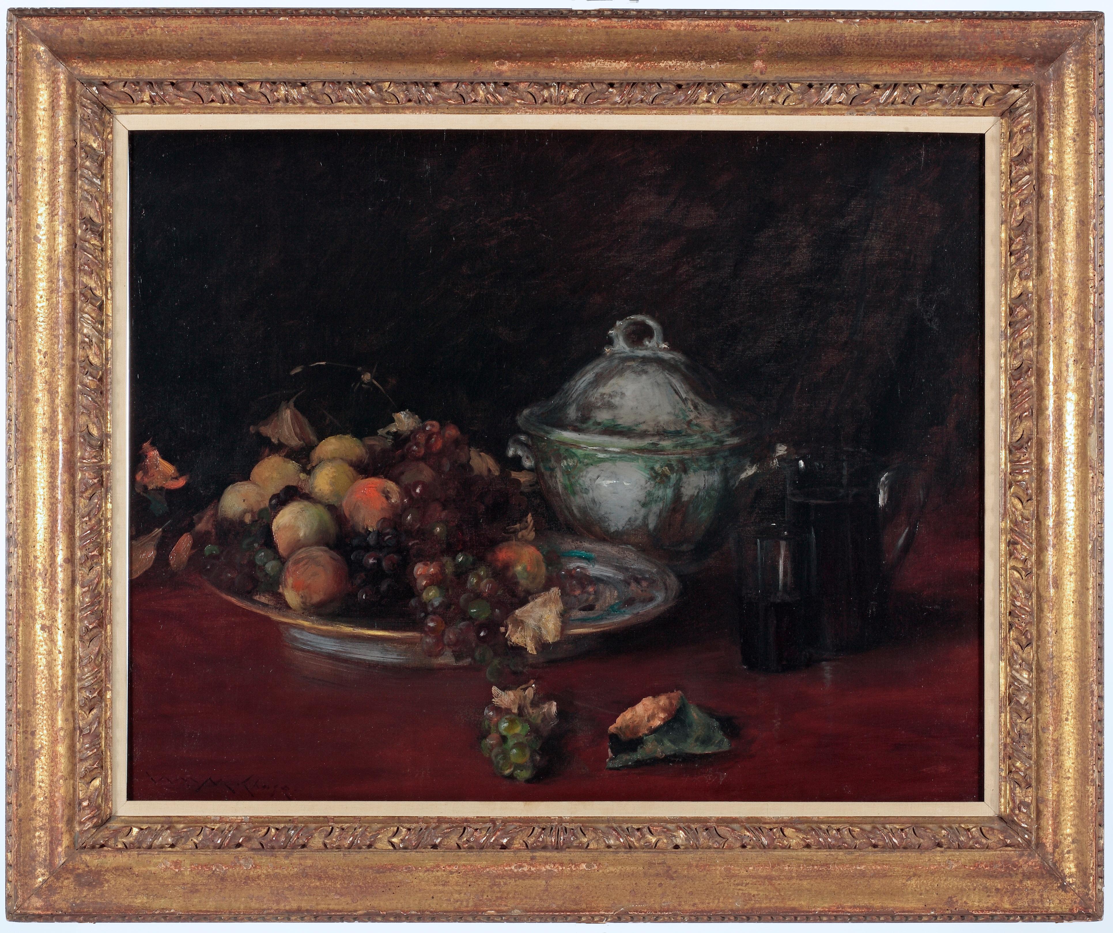 Fruit and Porcelain - Painting by William Merrit Chase