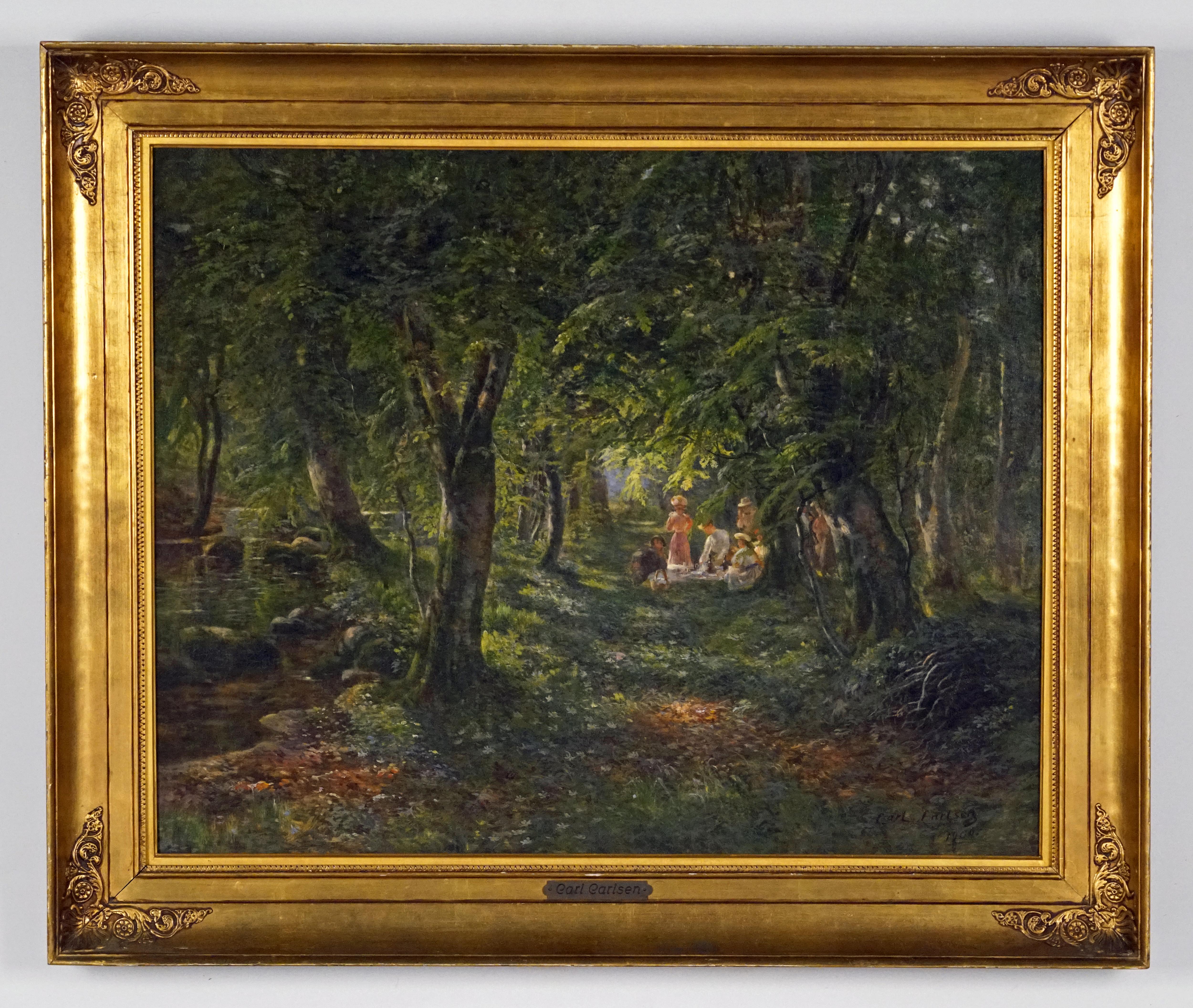 Figures in the Forest - Painting by Carl Carlsen