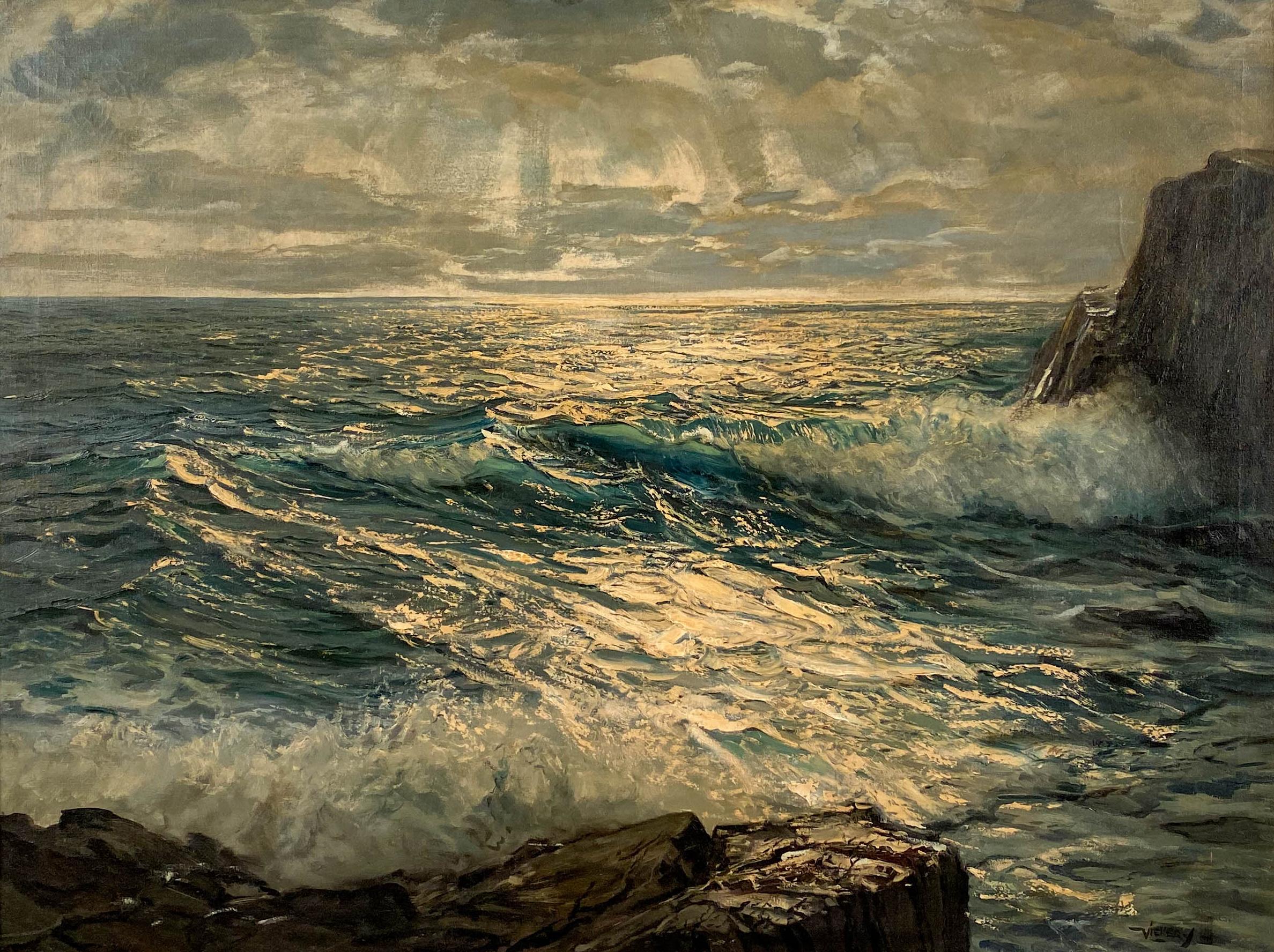 Bright Pacific Moonlight - Painting by Charles Bridgeman Vickery