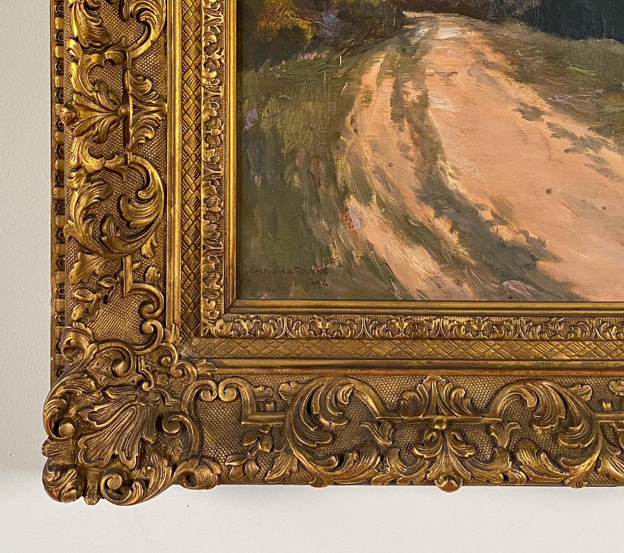 An Impressionist Landscape - Brown Landscape Painting by Gaston de Latouche