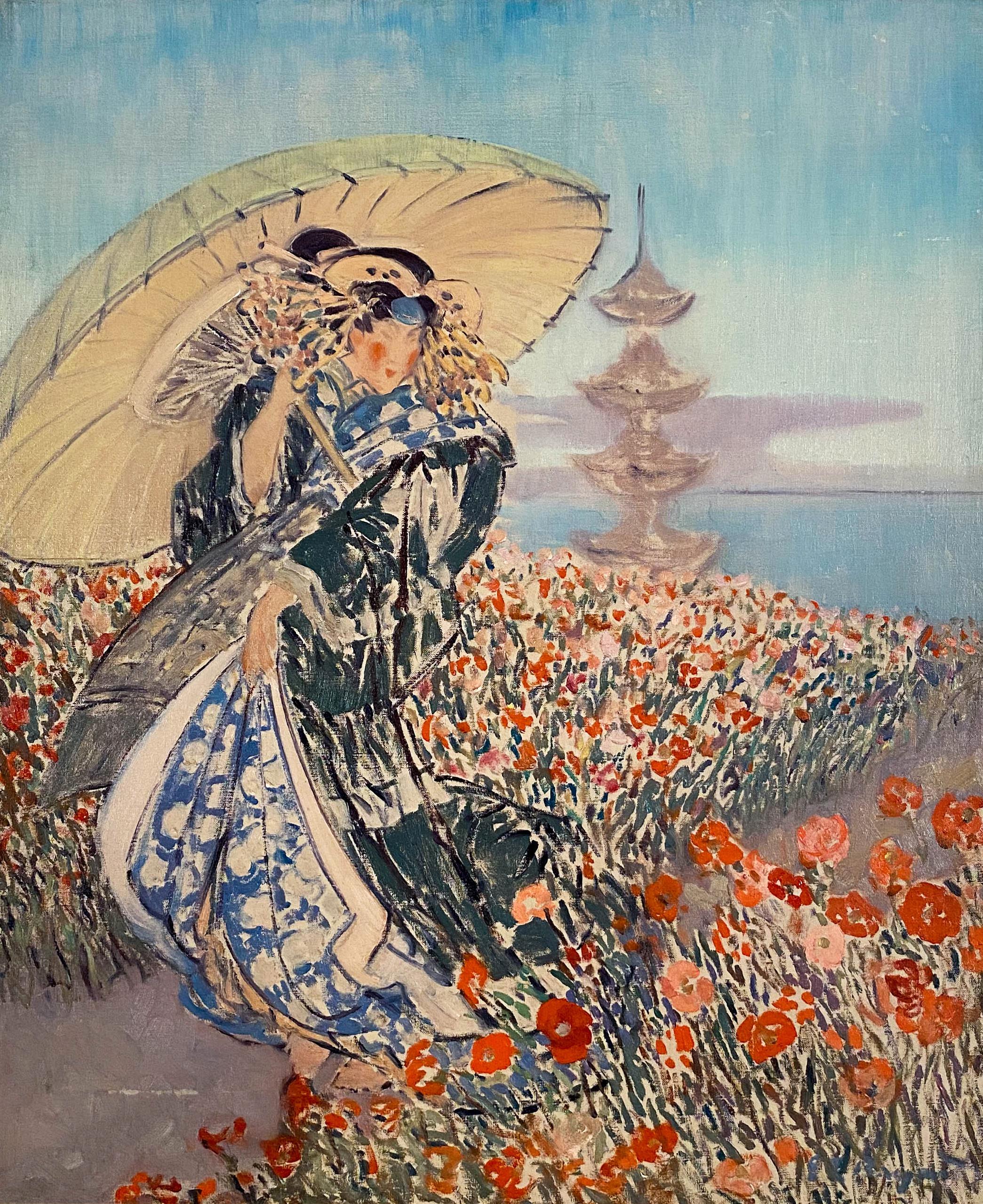 Woman in Kimono - Painting by Everett Lloyd Bryant