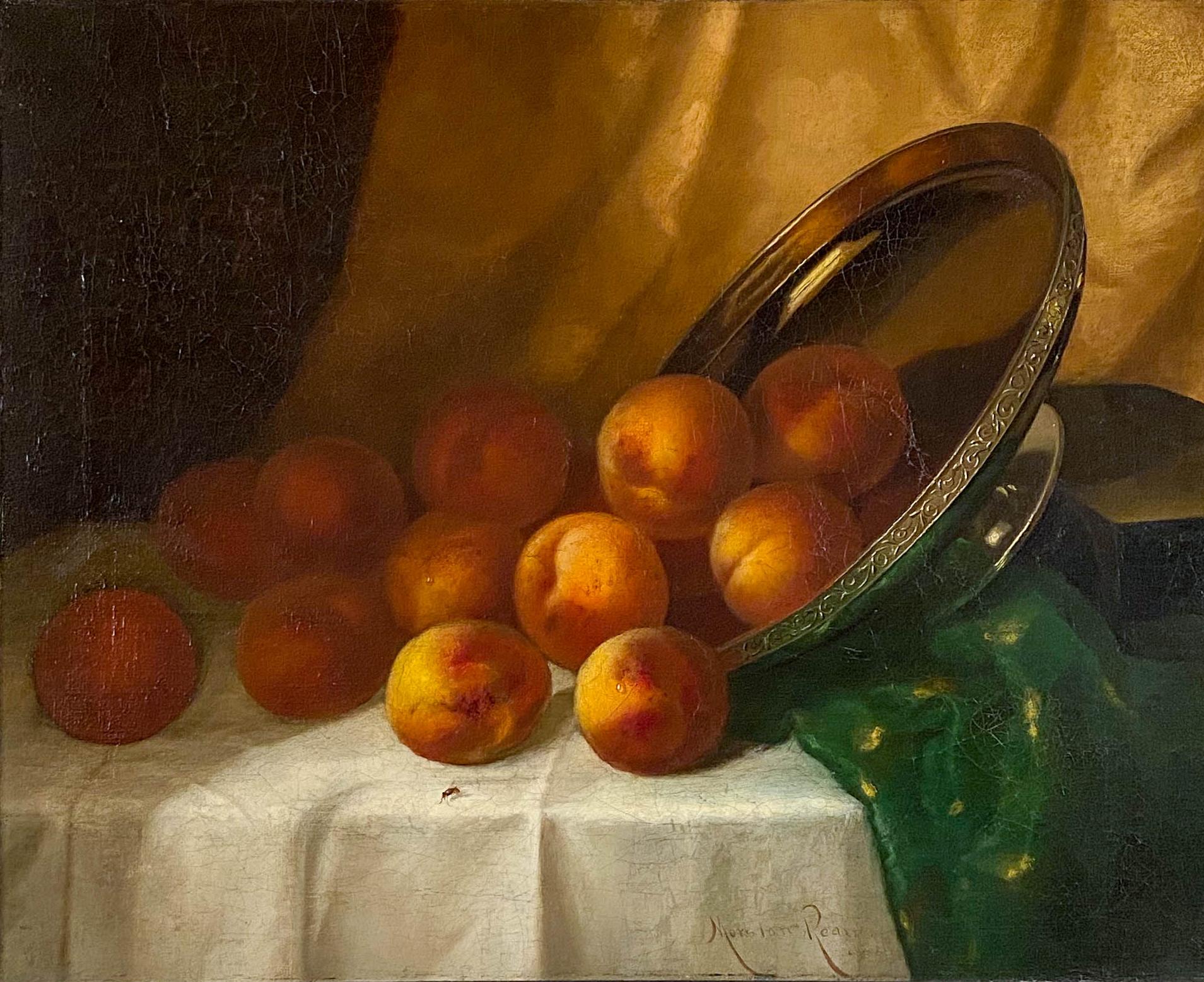 Still Life with Peaches - Painting by Morston Constatine Ream