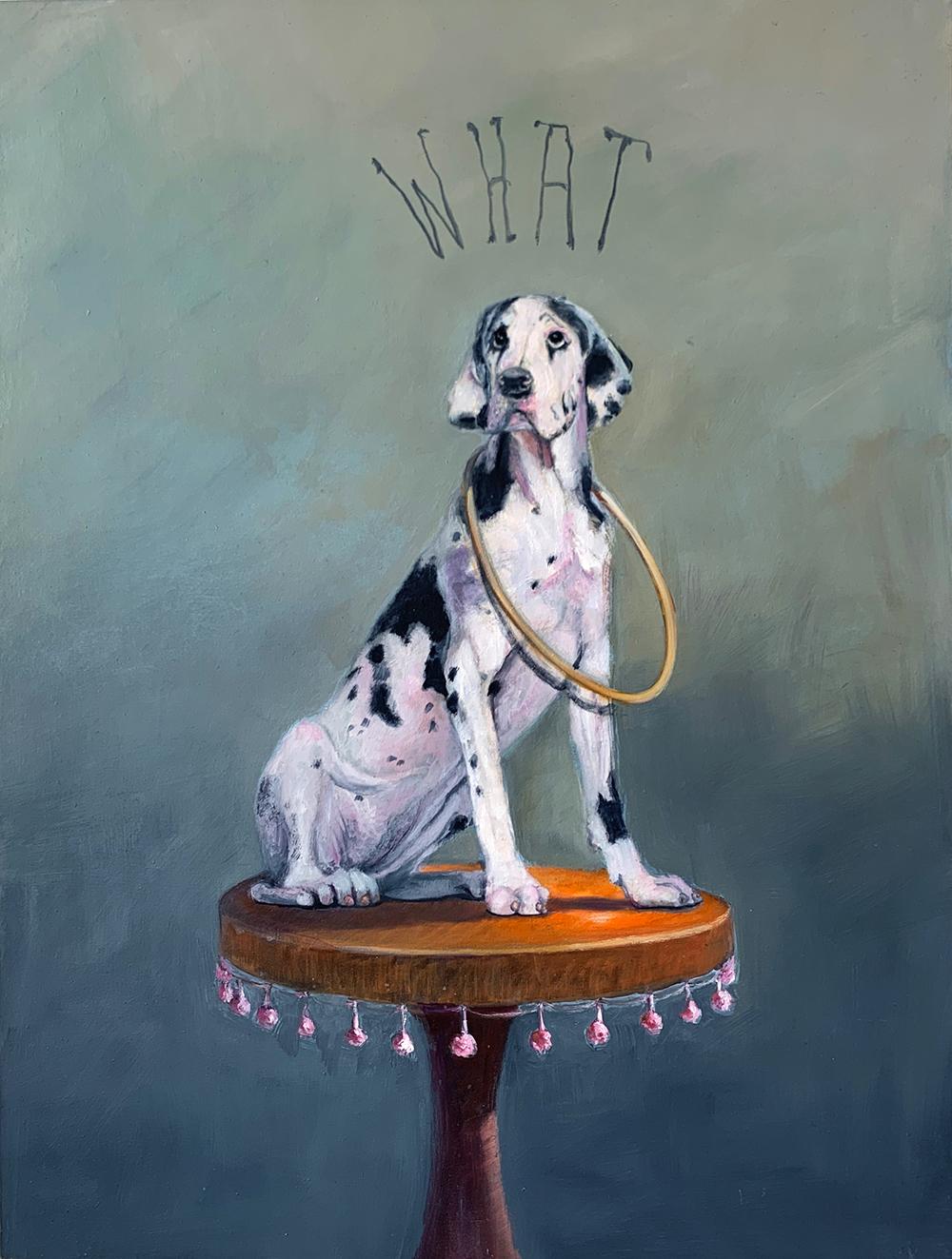 Deborah Davidson Animal Painting - Harlequinn Puppy 
