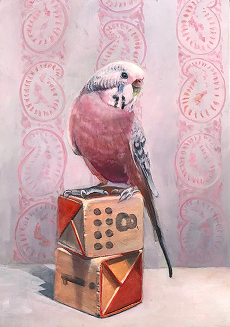 Deborah Davidson Animal Painting - Pink Parakeet
