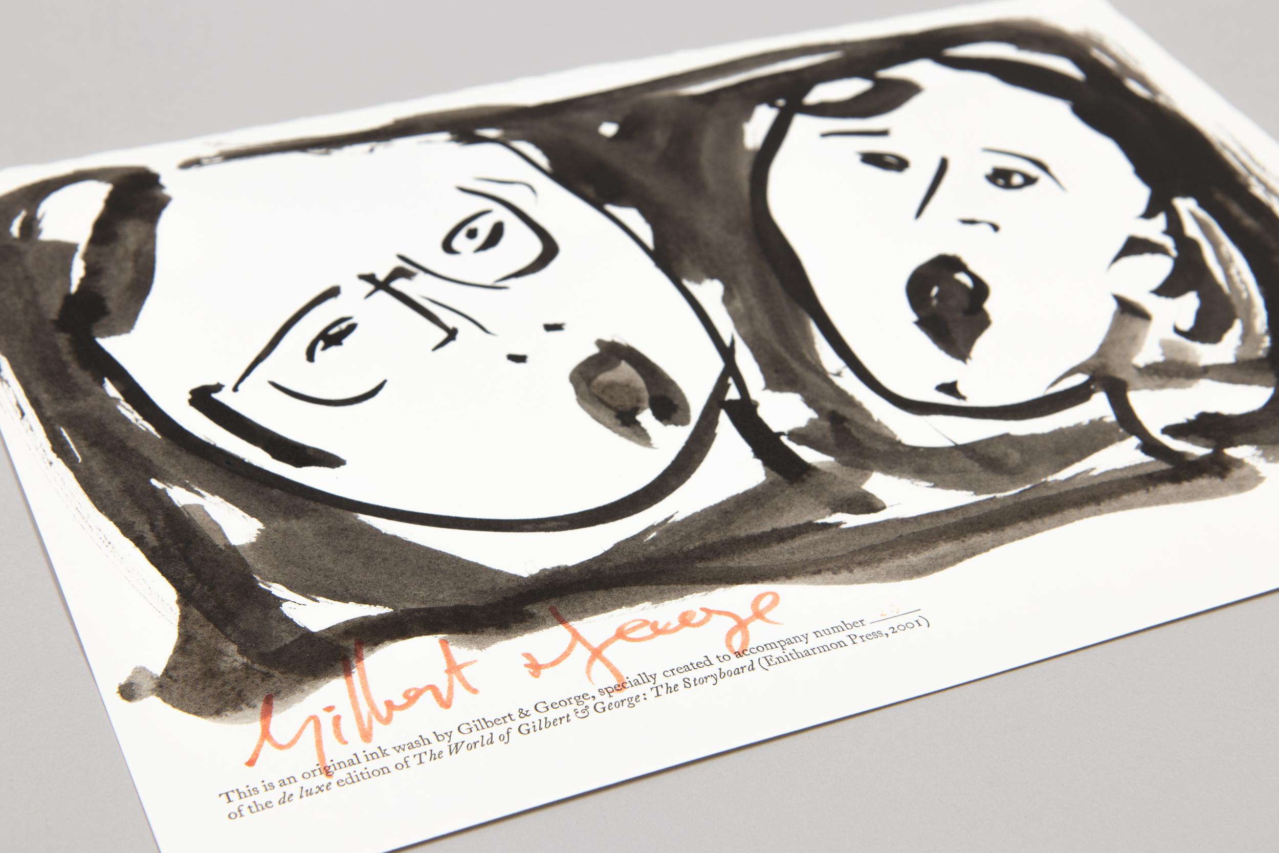 Gilbert & George, El Mundo de Gilbert & George - Dibujo Lavado de Tinta Firmado en venta 1