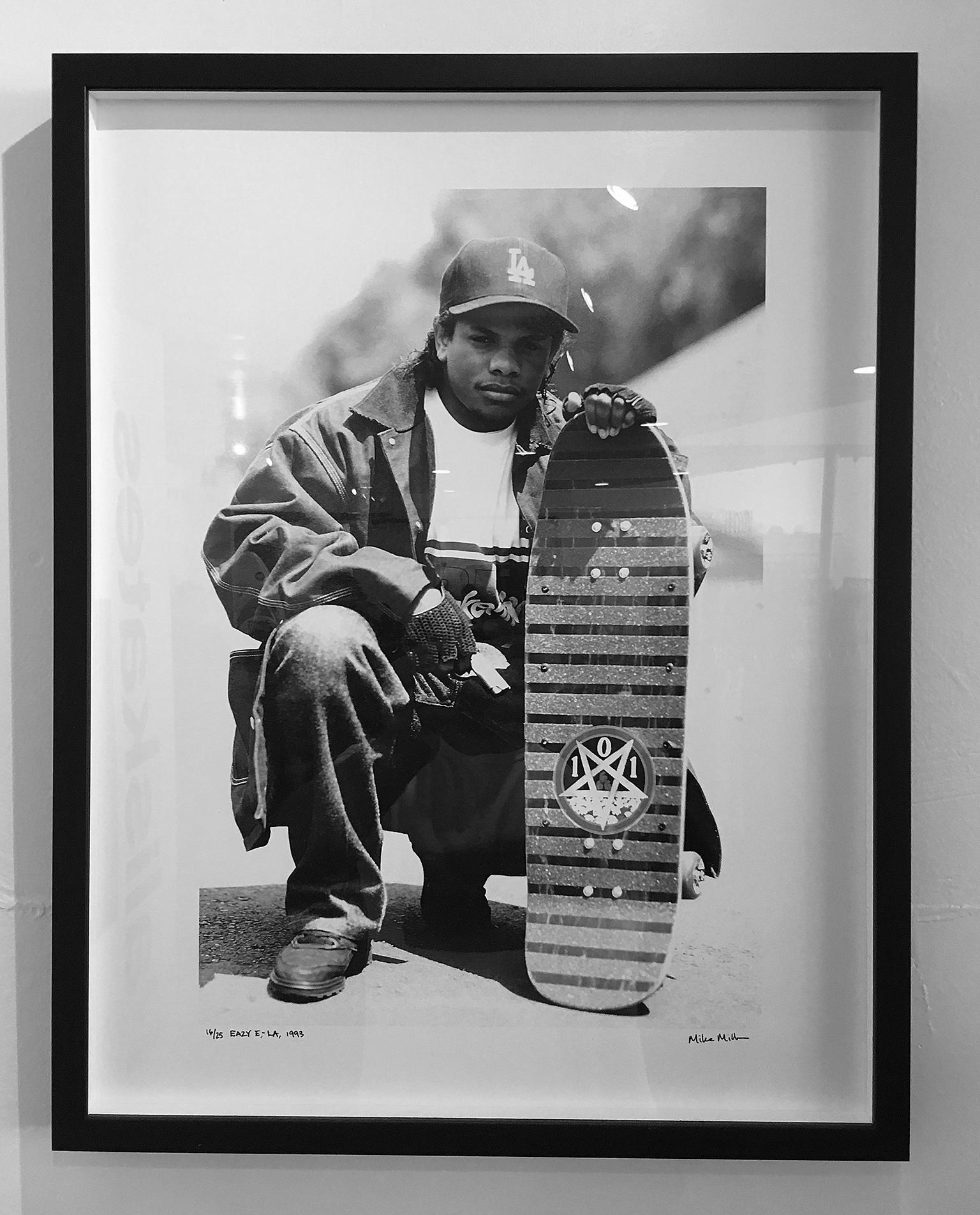 Mike Miller Black and White Photograph - Easy E w Skateboard