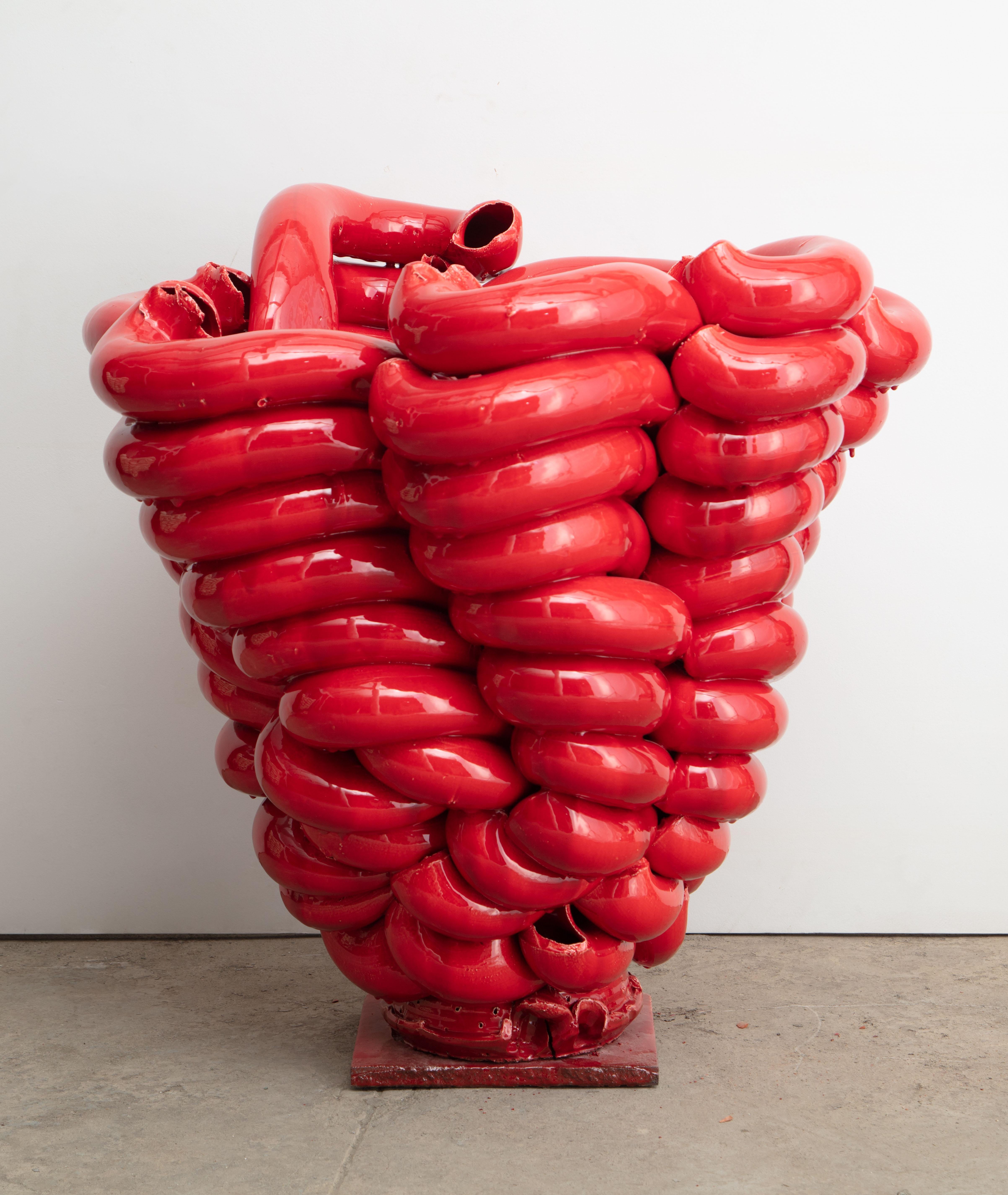 Torbjørn Kvasbø Abstract Sculpture - Stack, Red Glazed