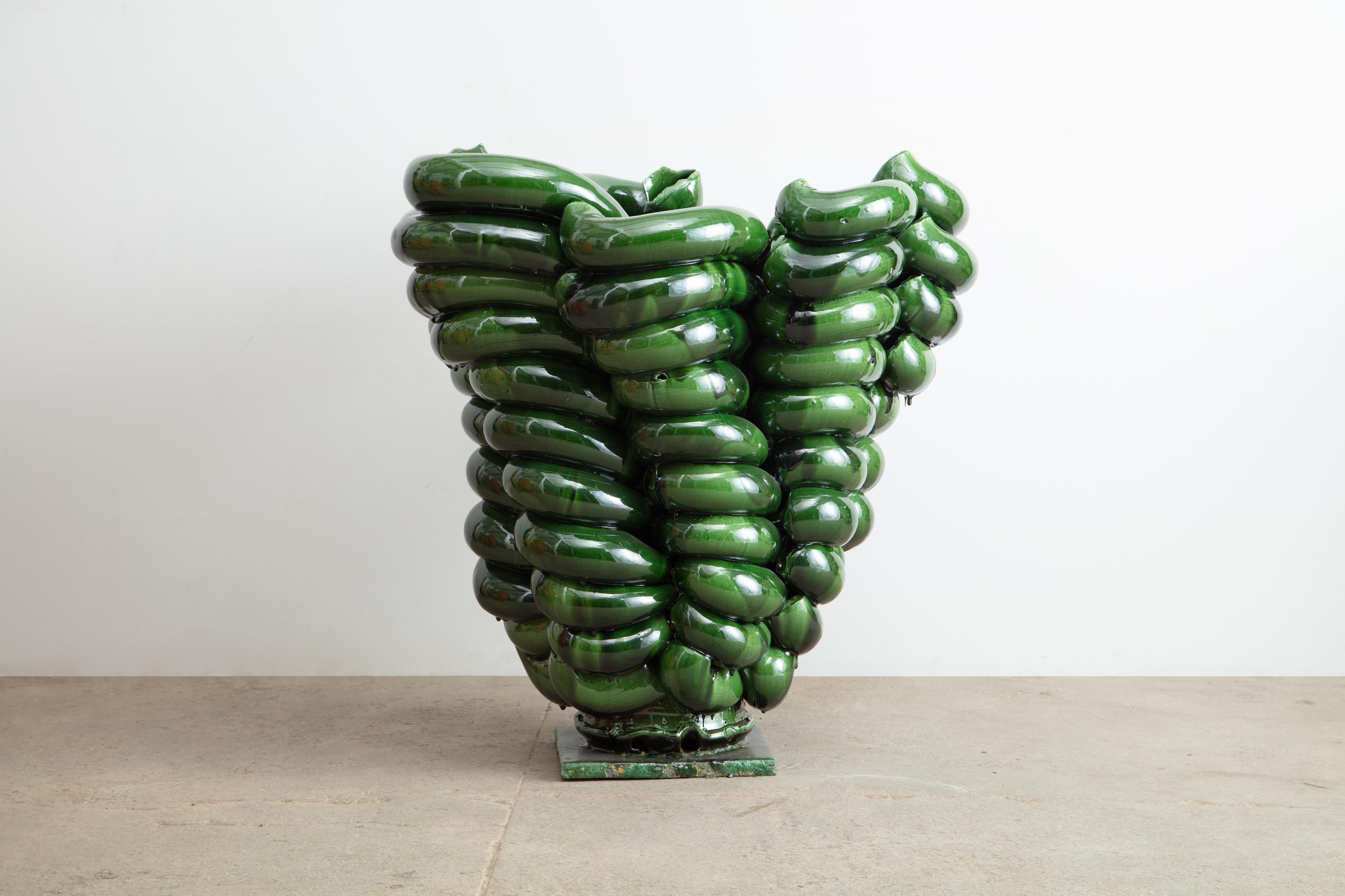 Torbjørn Kvasbø Abstract Sculpture - Stack, Green Glazed
