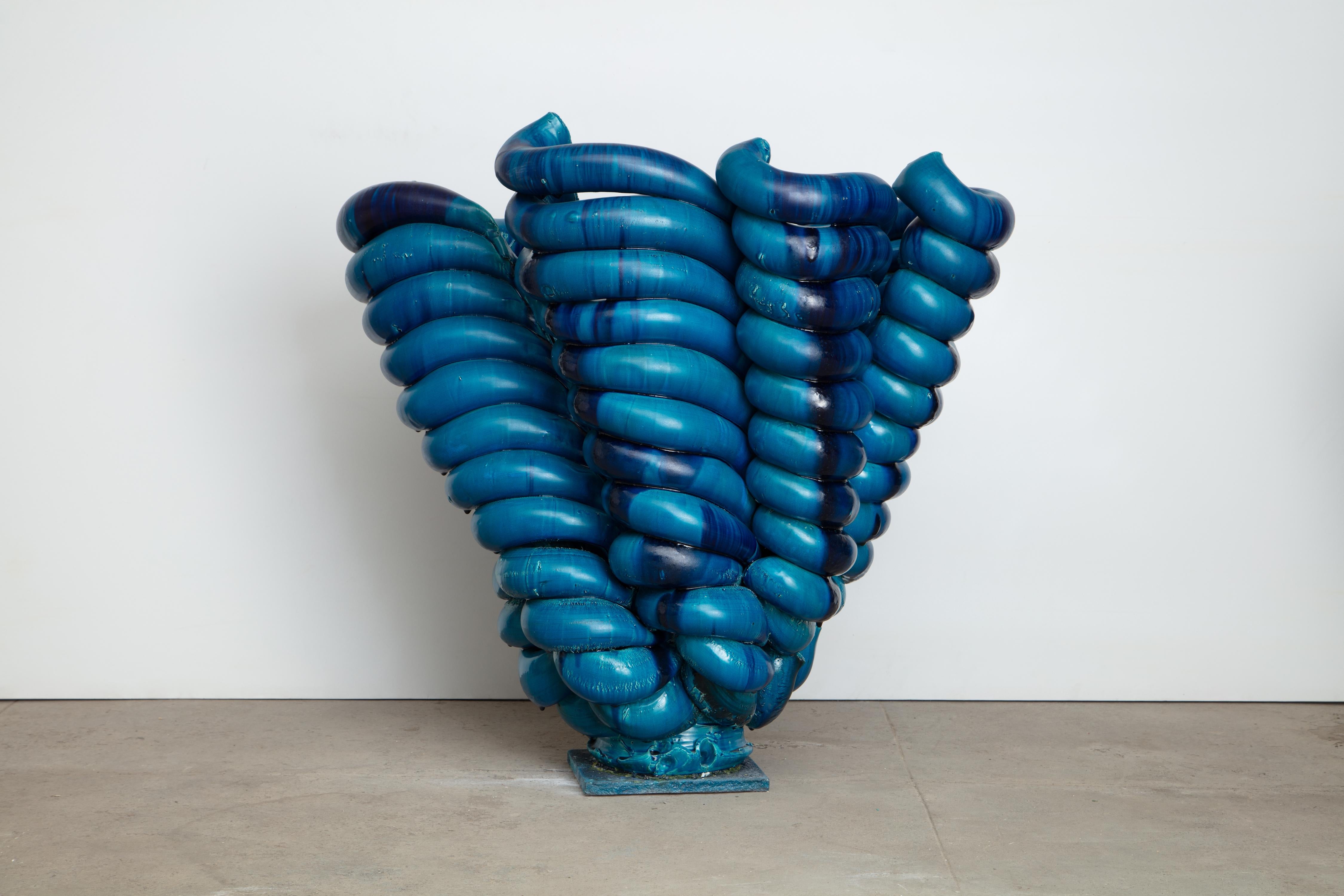 Torbjørn Kvasbø Abstract Sculpture - Stack, Turquoise Glazed